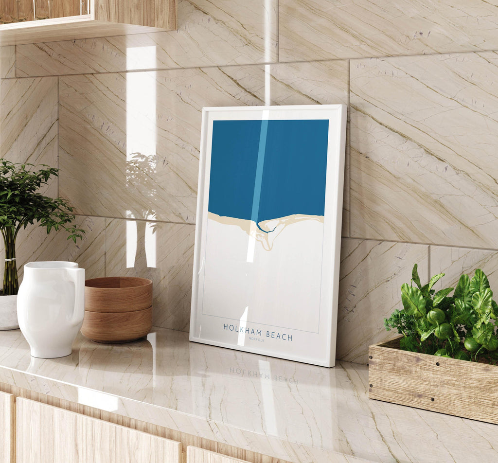 Holkham Map Art - Norfolk Map, Holkham Beach, North Norfolk Coast, Norfolk Beach, Norfolk Travel Poster