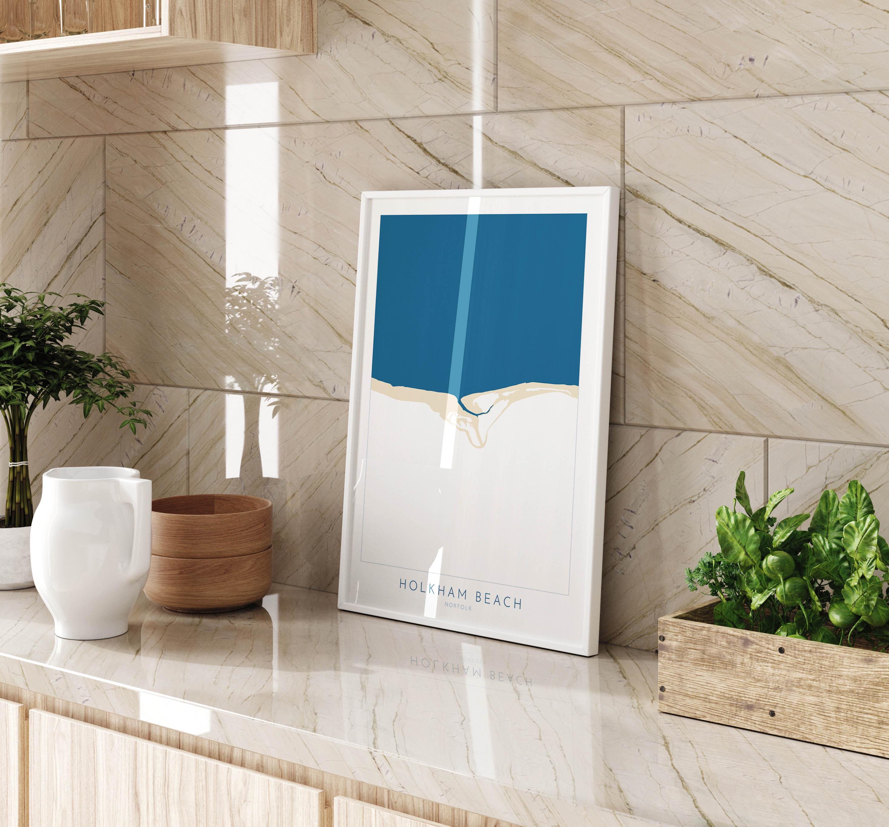 Holkham Map Art - Norfolk Map, Holkham Beach, North Norfolk Coast, Norfolk Beach, Norfolk Travel Poster