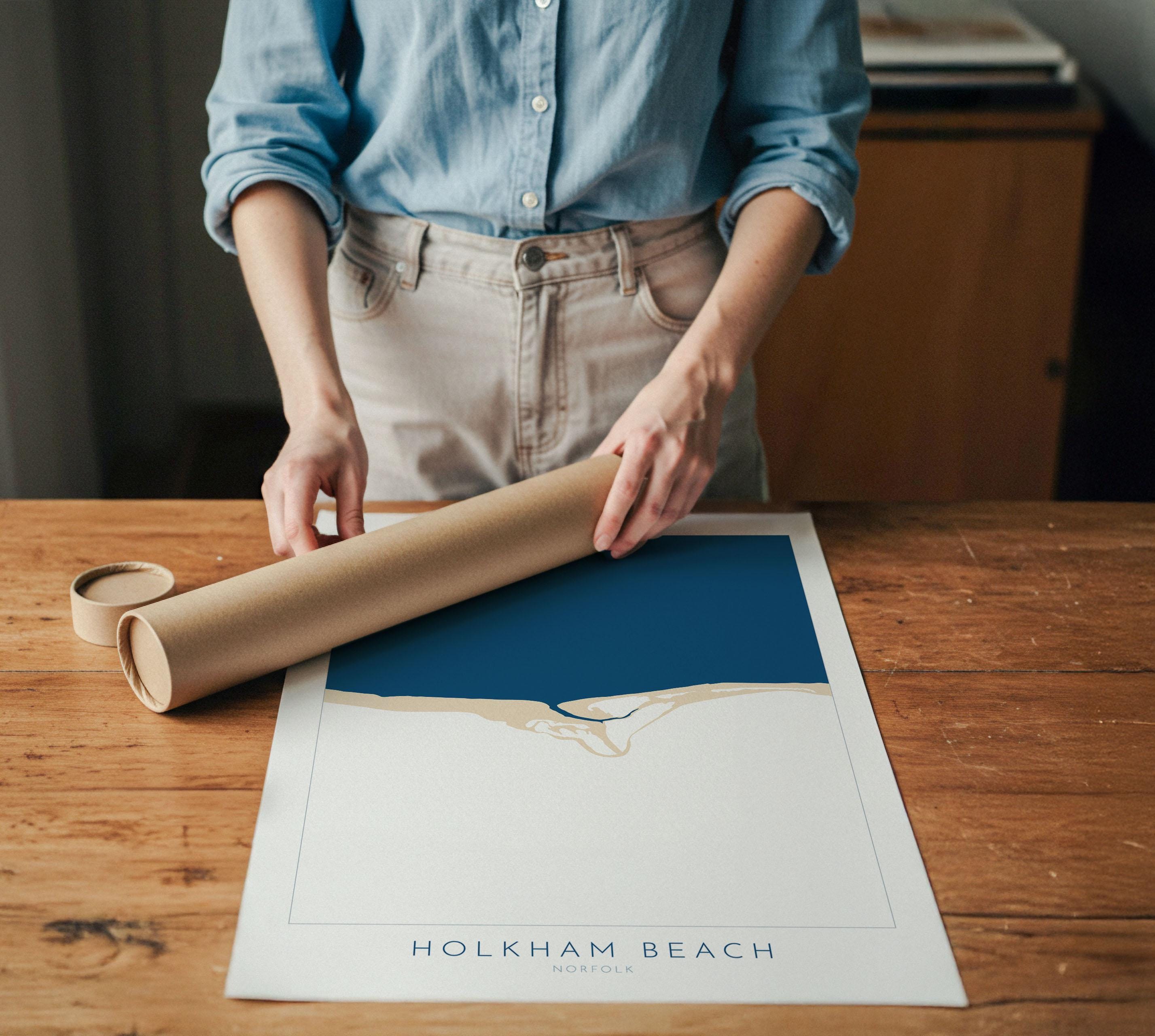 Holkham Map Art - Norfolk Map, Holkham Beach, North Norfolk Coast, Norfolk Beach, Norfolk Travel Poster