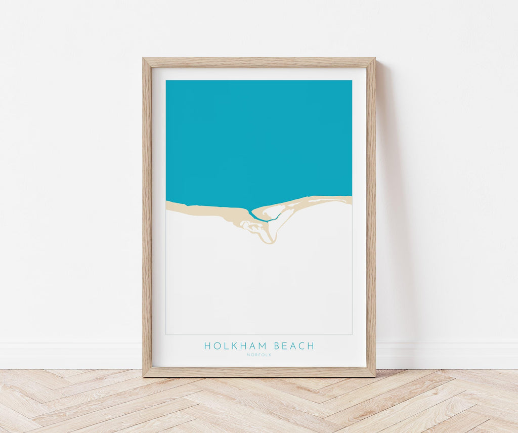 Holkham Map Art - Norfolk Map, Holkham Beach, North Norfolk Coast, Norfolk Beach, Norfolk Travel Poster