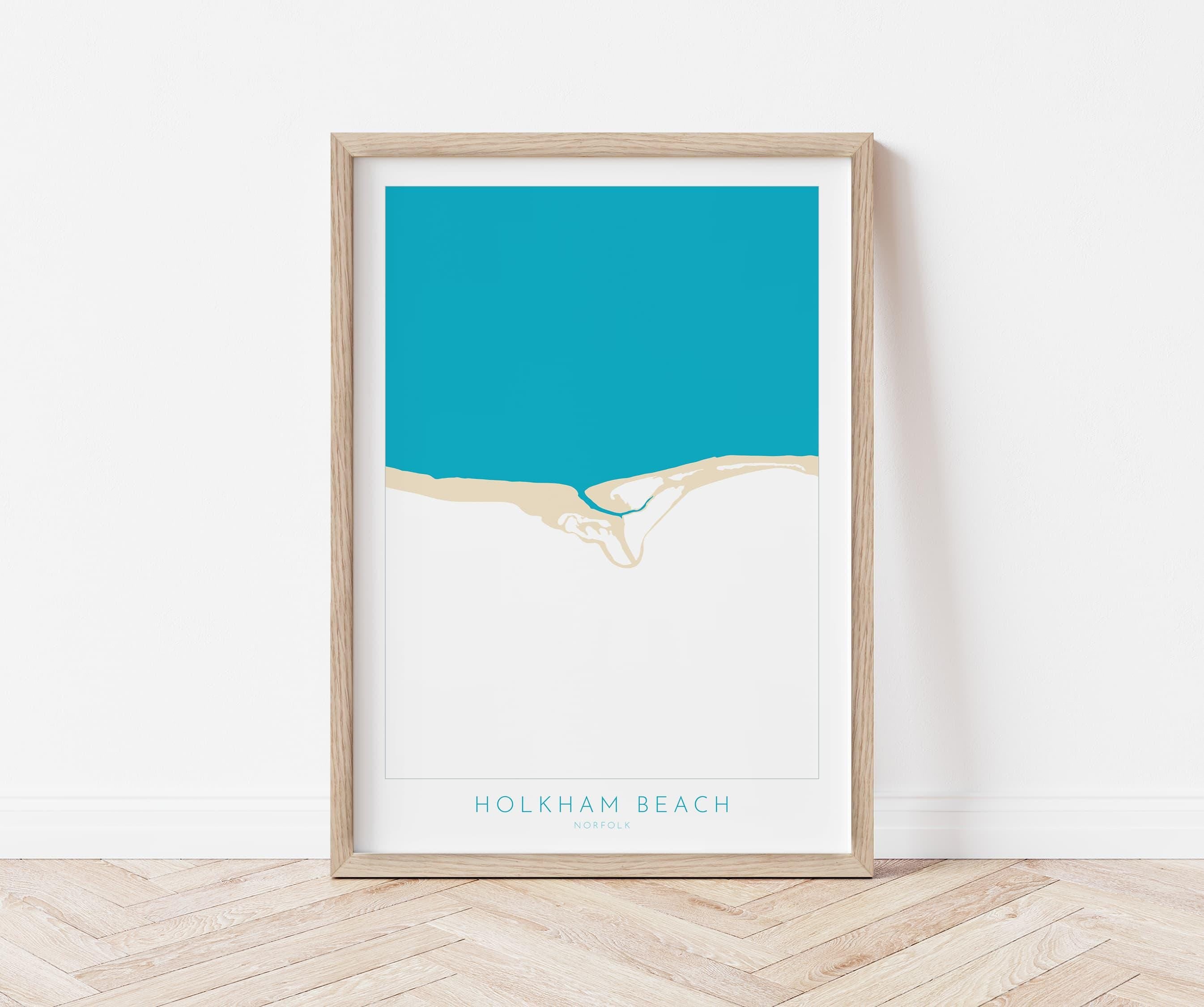 Holkham Map Art - Norfolk Map, Holkham Beach, North Norfolk Coast, Norfolk Beach, Norfolk Travel Poster
