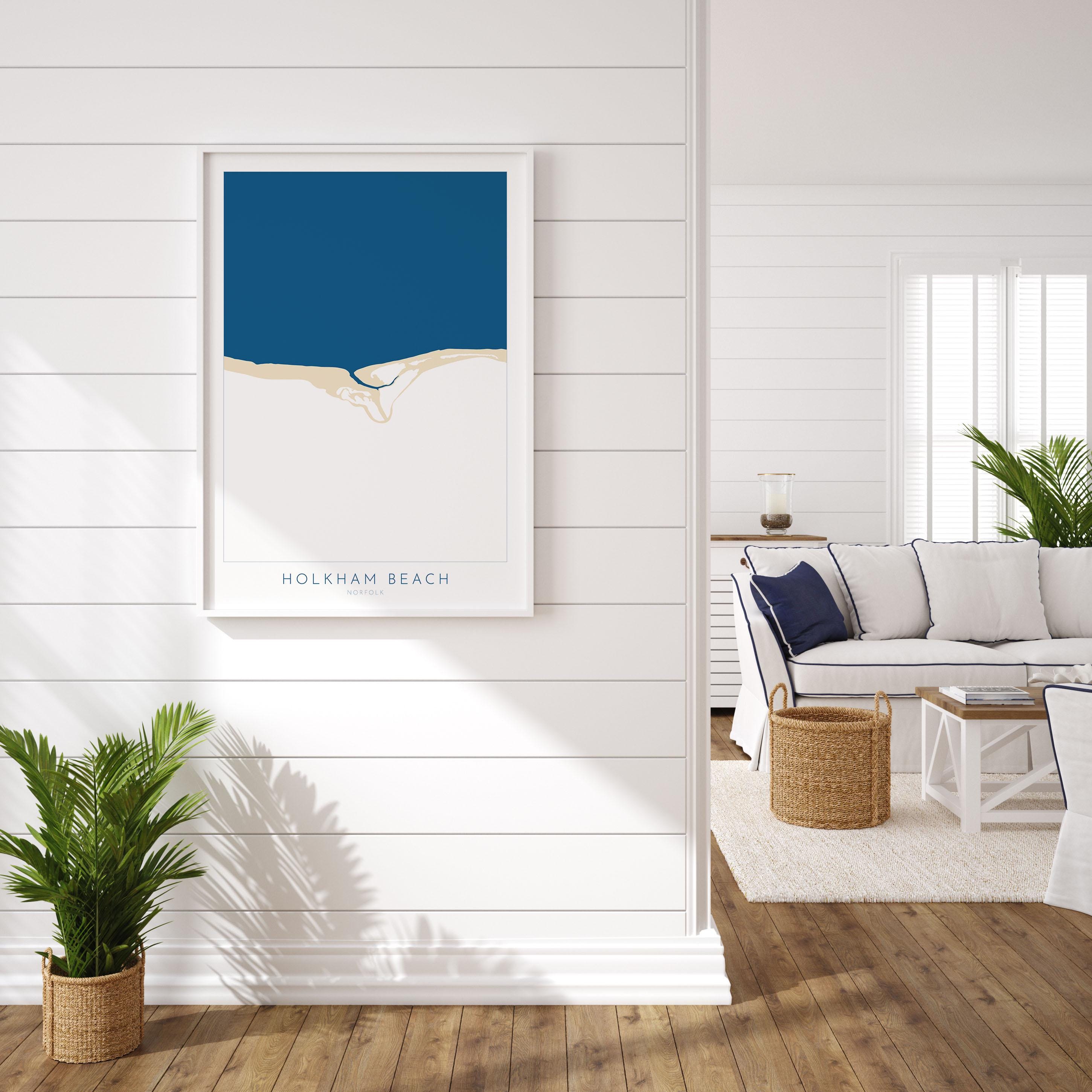 Holkham Map Art - Norfolk Map, Holkham Beach, North Norfolk Coast, Norfolk Beach, Norfolk Travel Poster