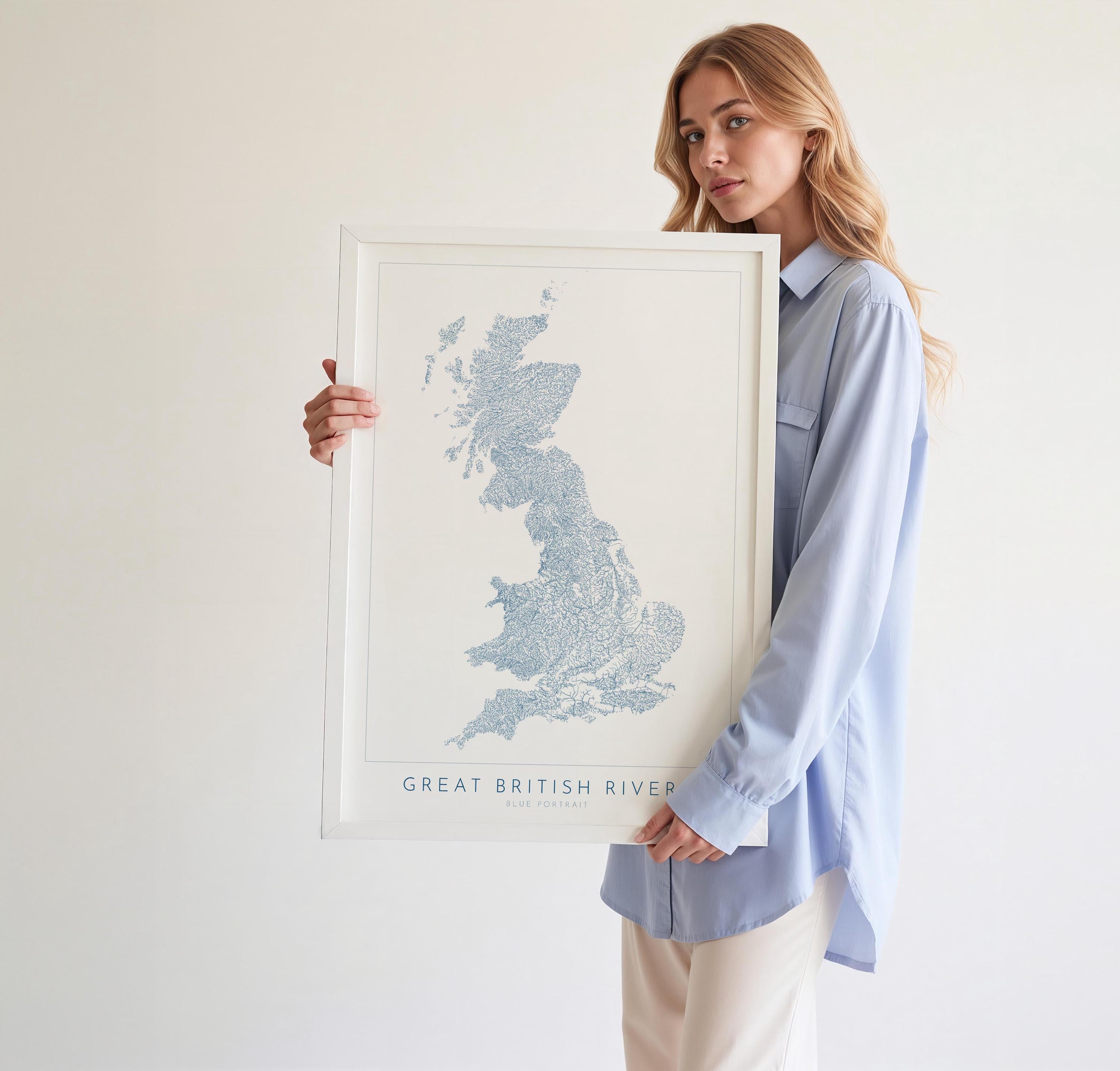 Great British Rivers Art - UK Rivers Map, Great Britain Rivers Map, United Kingdom Map, River Art