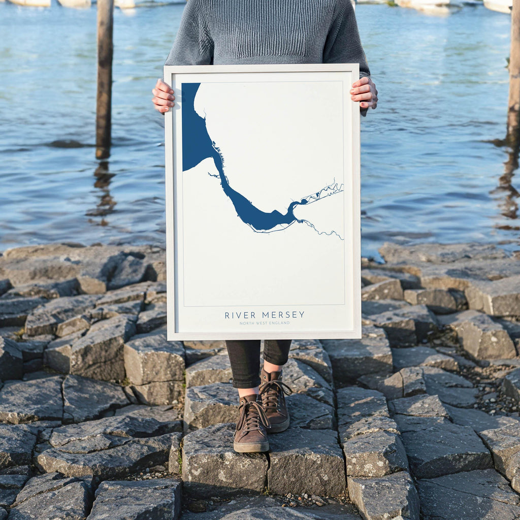 River Mersey Map Art - Liverpool Map, UK river Map, Merseyside Map Art, Art Print, Liverpool Art, The Wirral