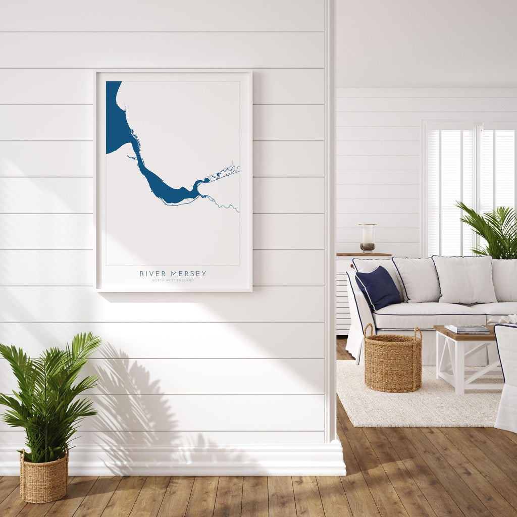 River Mersey Map Art - Liverpool Map, UK river Map, Merseyside Map Art, Art Print, Liverpool Art, The Wirral