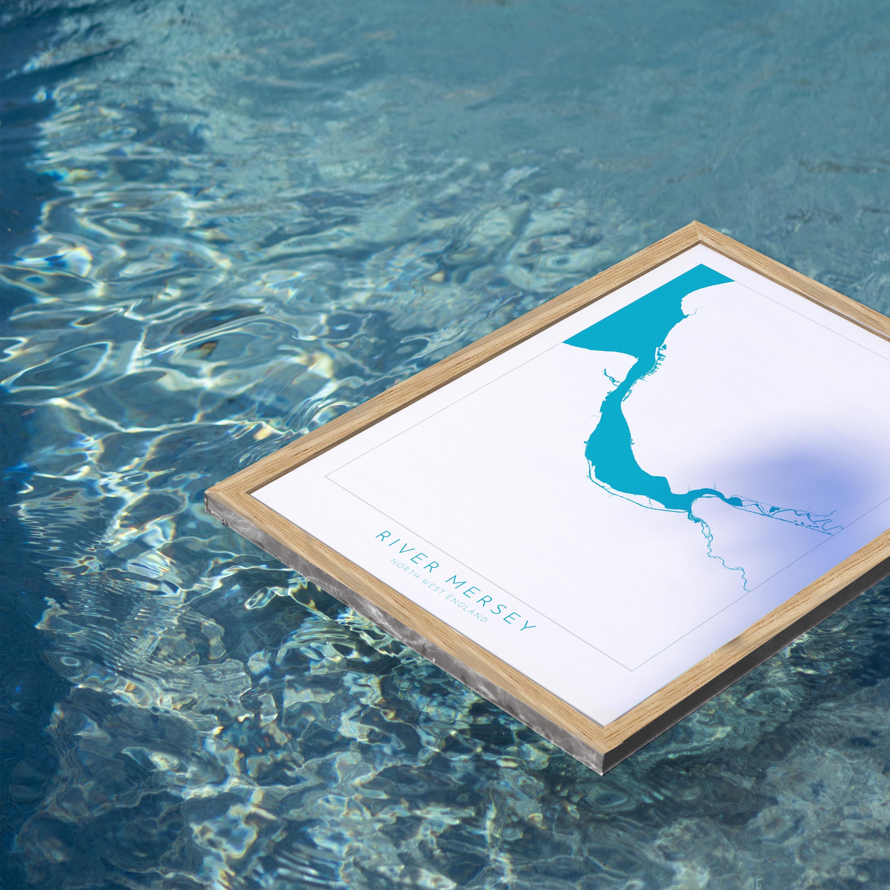 River Mersey Map Art - Liverpool Map, UK river Map, Merseyside Map Art, Art Print, Liverpool Art, The Wirral