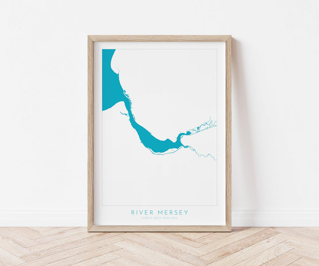 River Mersey Map Art - Liverpool Map, UK river Map, Merseyside Map Art, Art Print, Liverpool Art, The Wirral