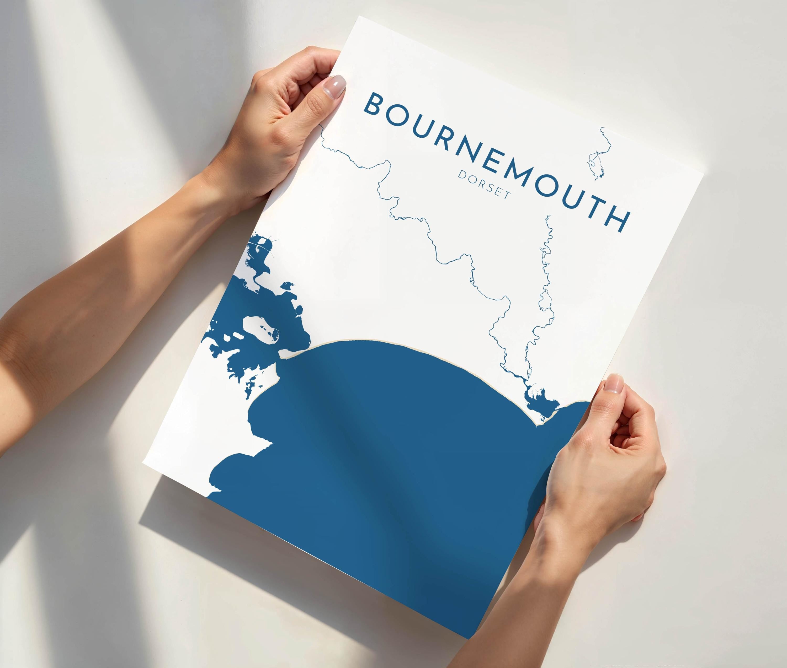 Bournemouth Map Art - Bournemouth Dorset Map Art, Bournemouth Beach Print, Poole Dorset Map, UK, Bournemouth Travel Print, Dorset Art Print