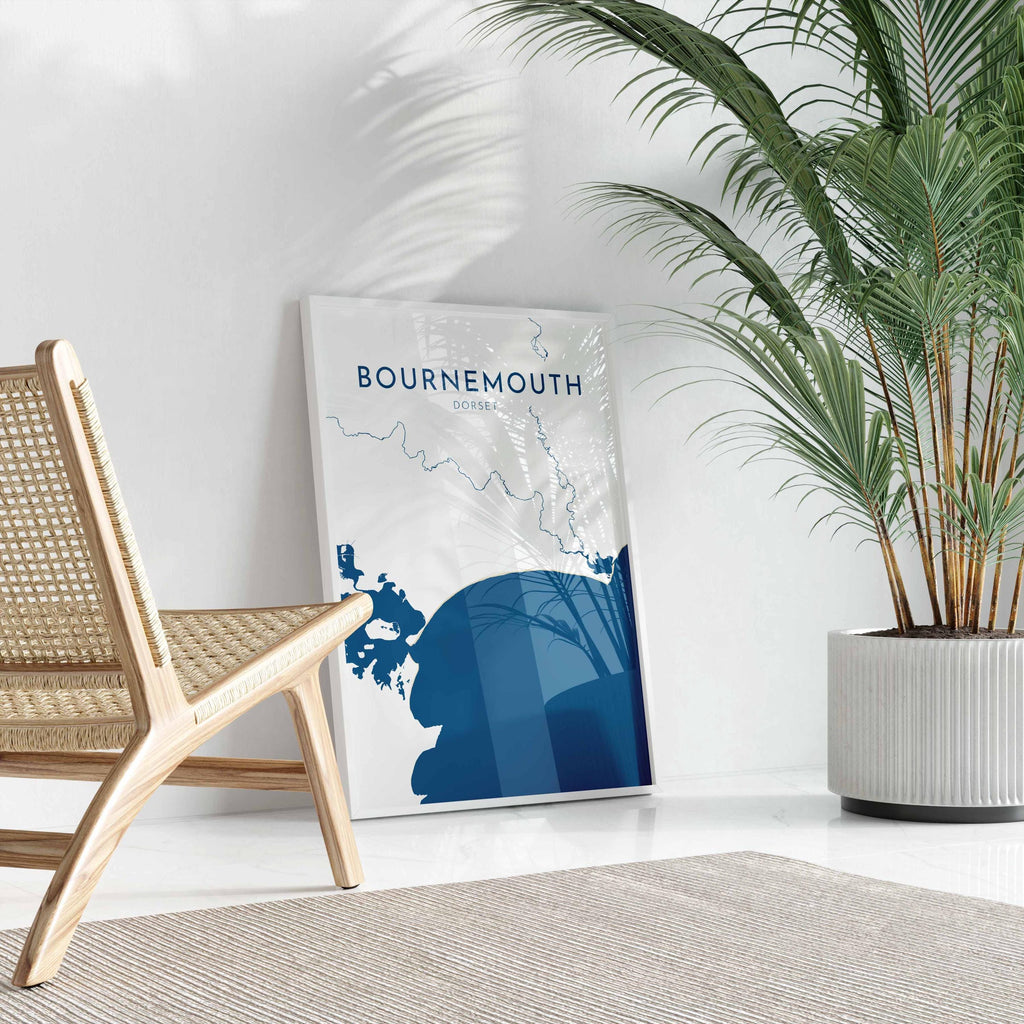 Bournemouth Map Art - Bournemouth Dorset Map Art, Bournemouth Beach Print, Poole Dorset Map, UK, Bournemouth Travel Print, Dorset Art Print