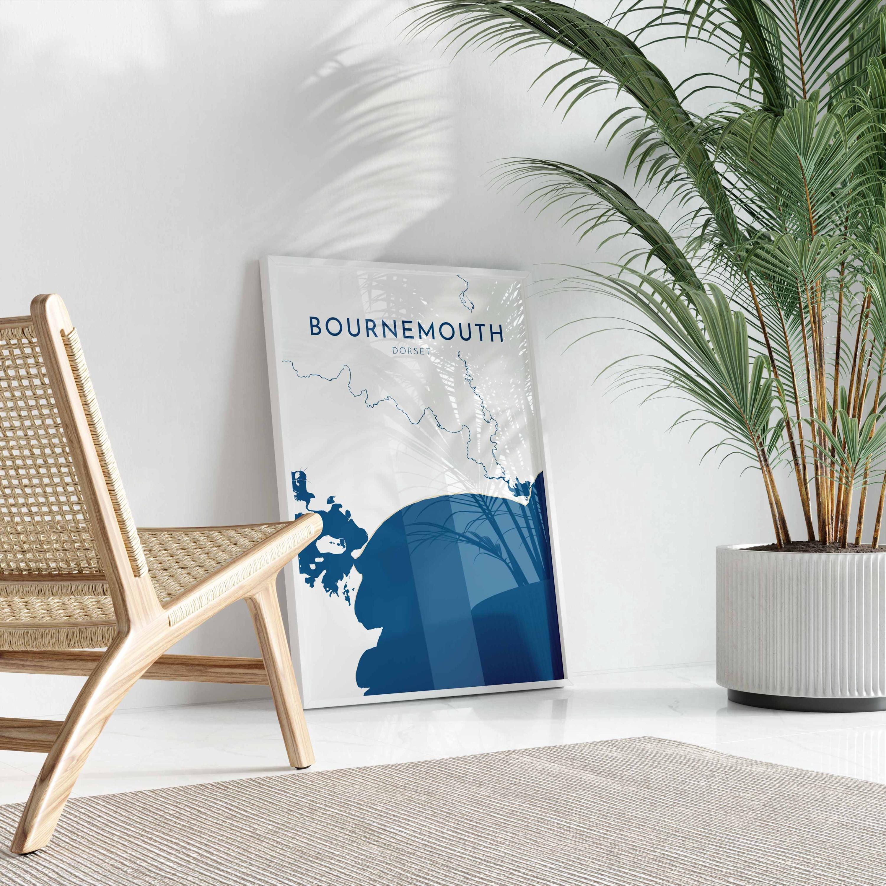 Bournemouth Map Art - Bournemouth Dorset Map Art, Bournemouth Beach Print, Poole Dorset Map, UK, Bournemouth Travel Print, Dorset Art Print