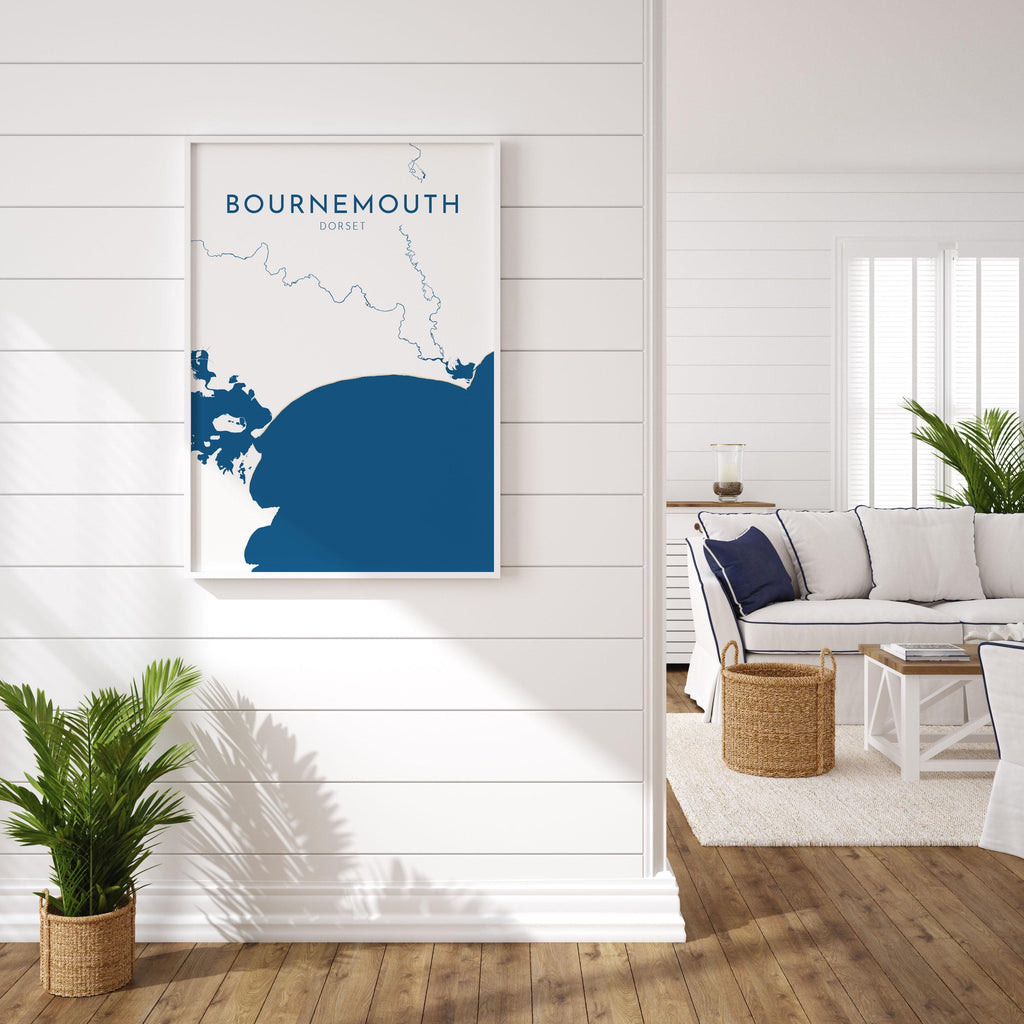 Bournemouth Map Art - Bournemouth Dorset Map Art, Bournemouth Beach Print, Poole Dorset Map, UK, Bournemouth Travel Print, Dorset Art Print
