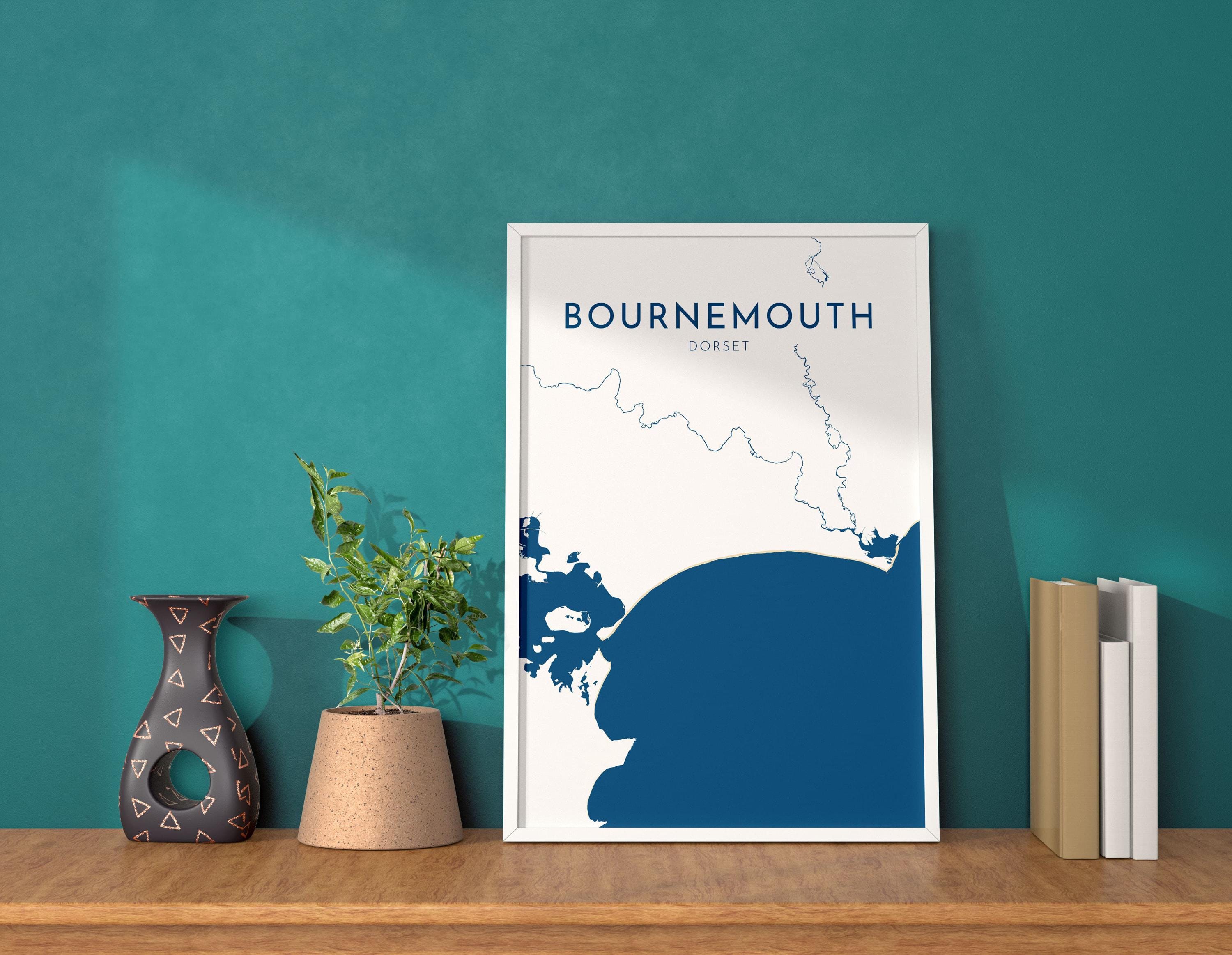 Bournemouth Map Art - Bournemouth Dorset Map Art, Bournemouth Beach Print, Poole Dorset Map, UK, Bournemouth Travel Print, Dorset Art Print