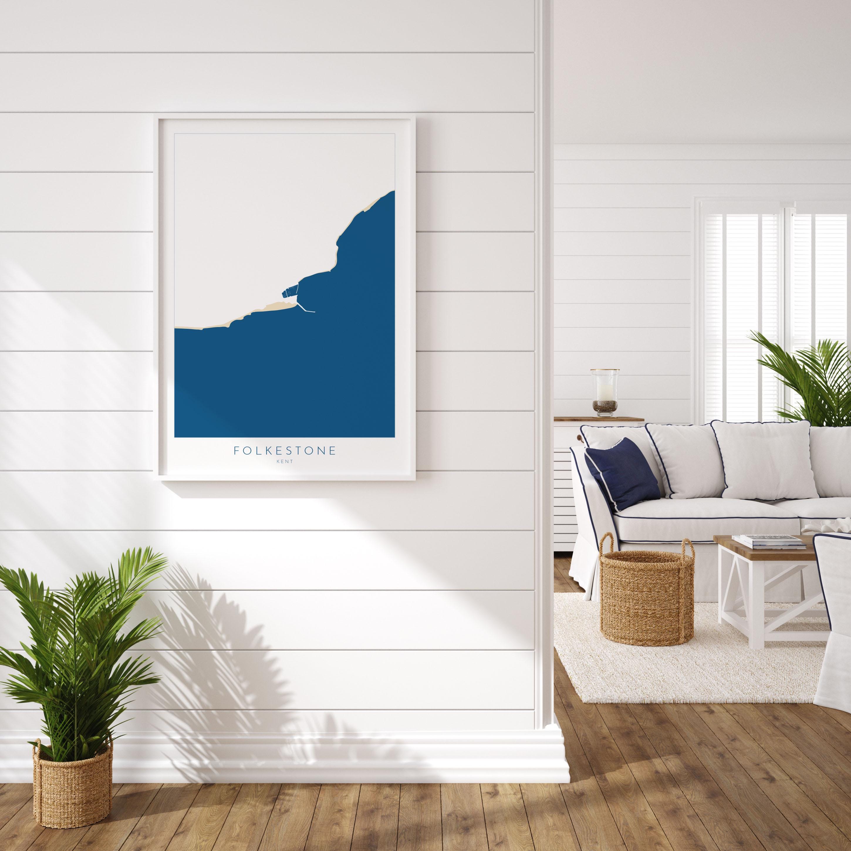 Folkestone Map Print - Folkestone Art Poster, Kent Map Art, Folkestone Travel Poster, Kent Coast, A1, A2, A3, A4, Folkestone Beach Art, UK