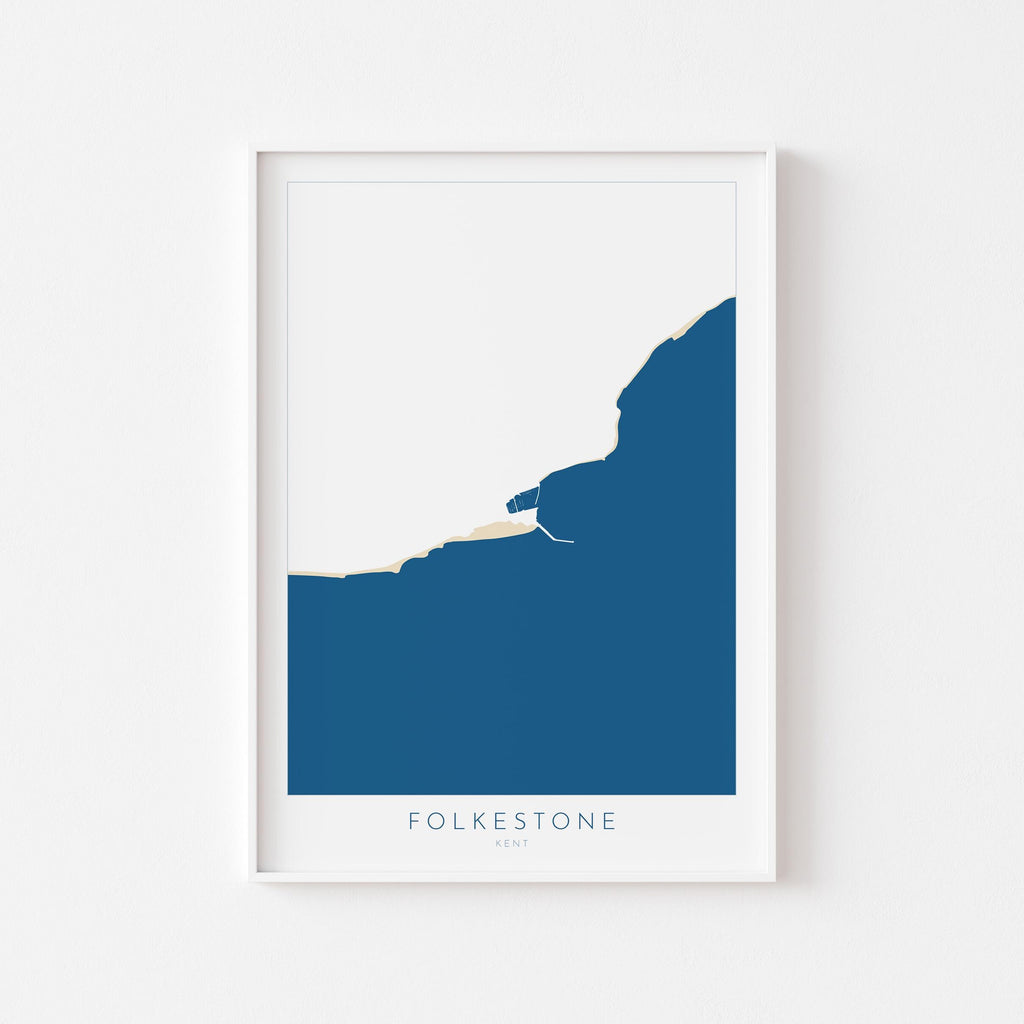 Folkestone Map Print - Folkestone Art Poster, Kent Map Art, Folkestone Travel Poster, Kent Coast, A1, A2, A3, A4, Folkestone Beach Art, UK