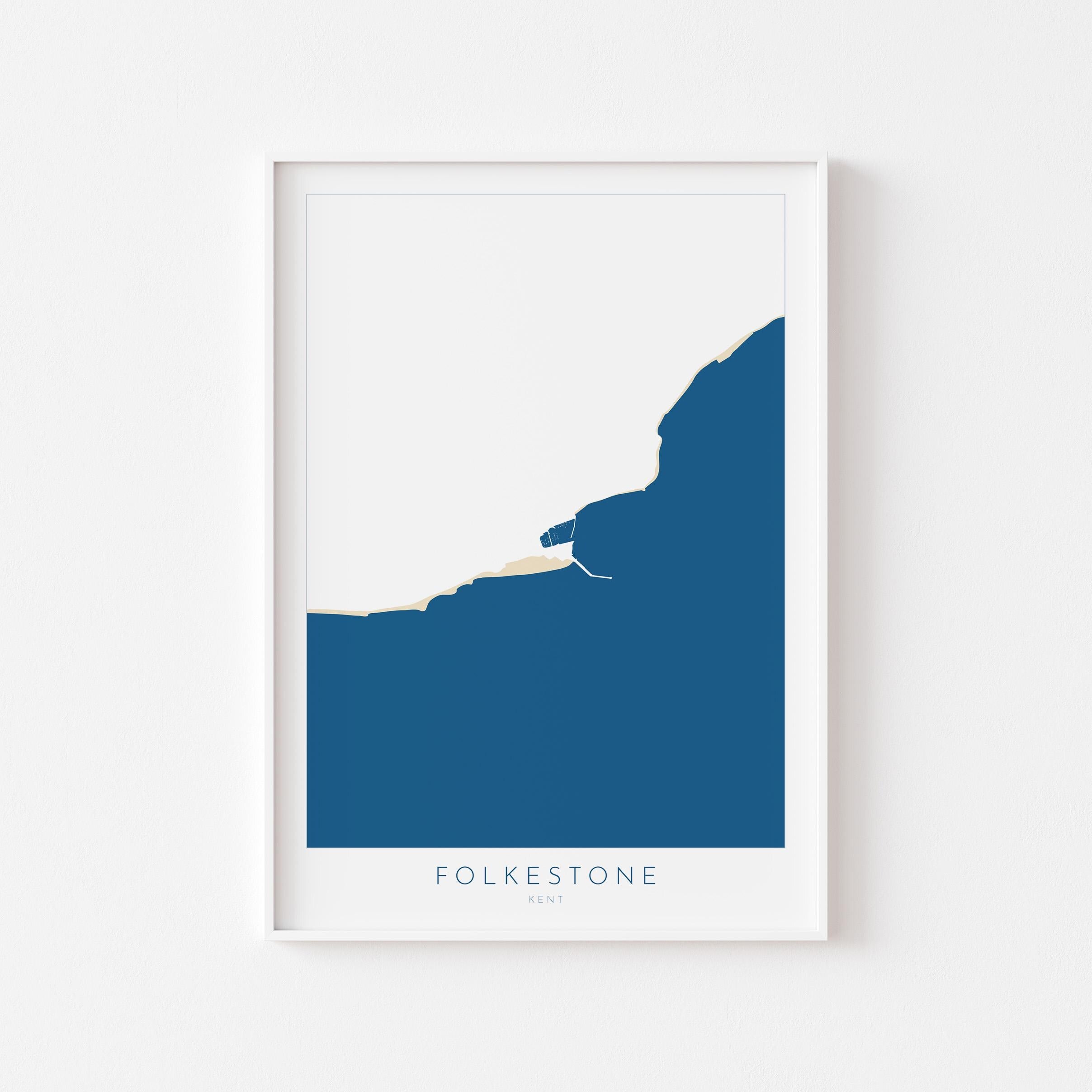 Folkestone Map Print - Folkestone Art Poster, Kent Map Art, Folkestone Travel Poster, Kent Coast, A1, A2, A3, A4, Folkestone Beach Art, UK