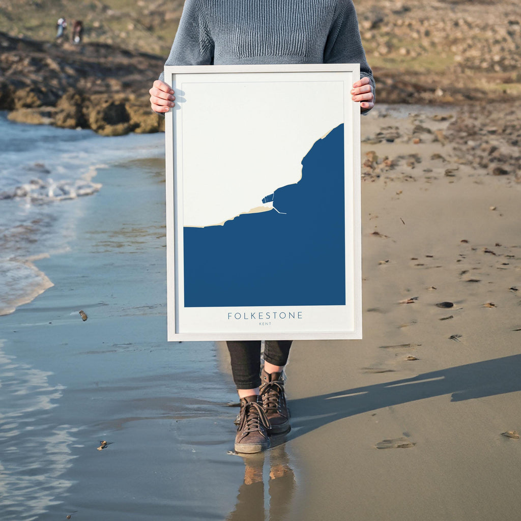 Folkestone Map Print - Folkestone Art Poster, Kent Map Art, Folkestone Travel Poster, Kent Coast, A1, A2, A3, A4, Folkestone Beach Art, UK