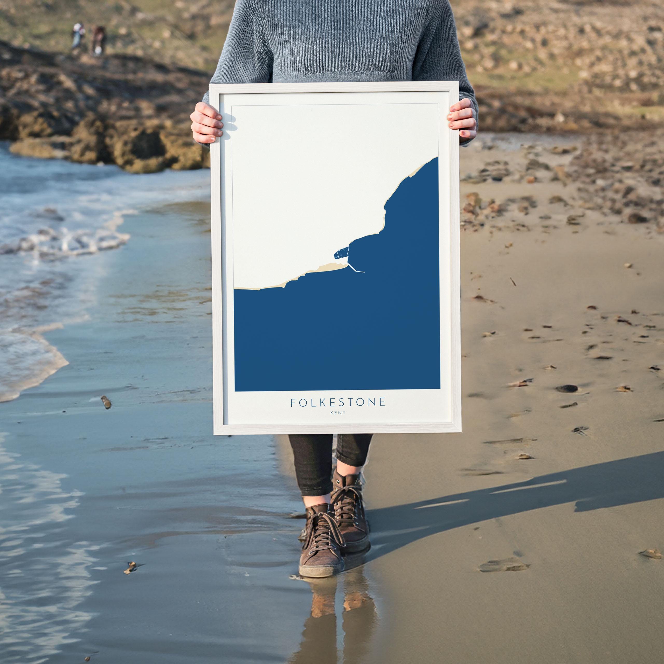 Folkestone Map Print - Folkestone Art Poster, Kent Map Art, Folkestone Travel Poster, Kent Coast, A1, A2, A3, A4, Folkestone Beach Art, UK