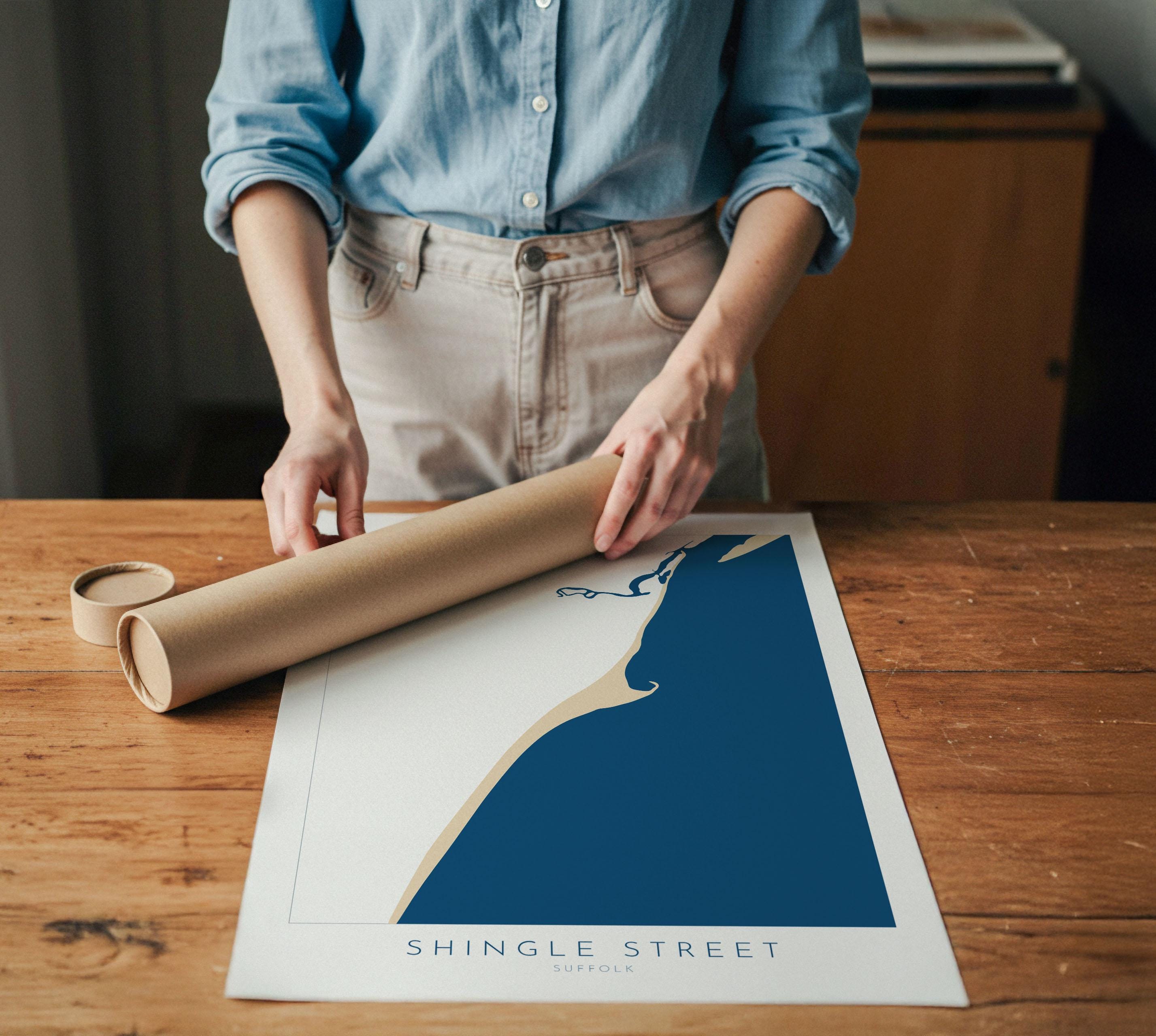 Shingle Street Map Art - Suffolk Map, Suffolk Coast, River Alde, Woodbridge, Suffolk Travel Print