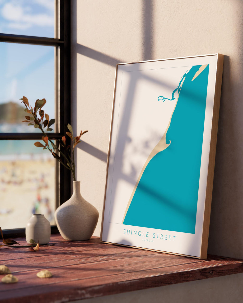 Shingle Street Map Art - Suffolk Map, Suffolk Coast, River Alde, Woodbridge, Suffolk Travel Print