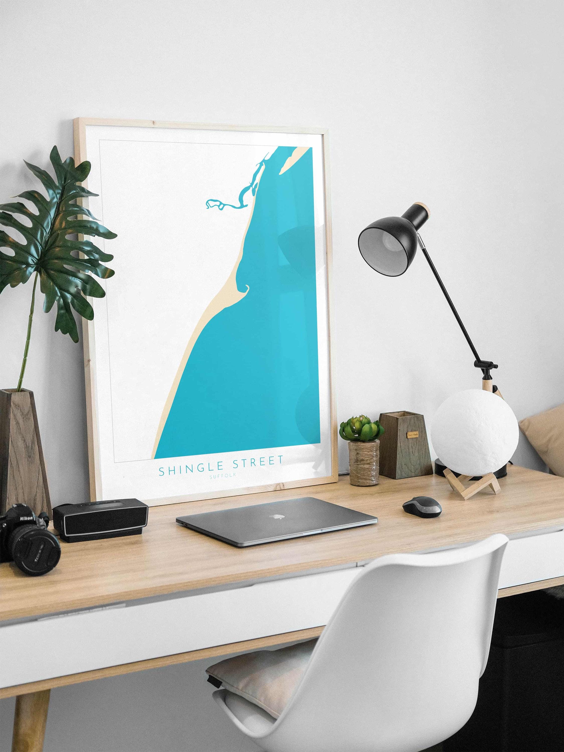 Shingle Street Map Art - Suffolk Map, Suffolk Coast, River Alde, Woodbridge, Suffolk Travel Print