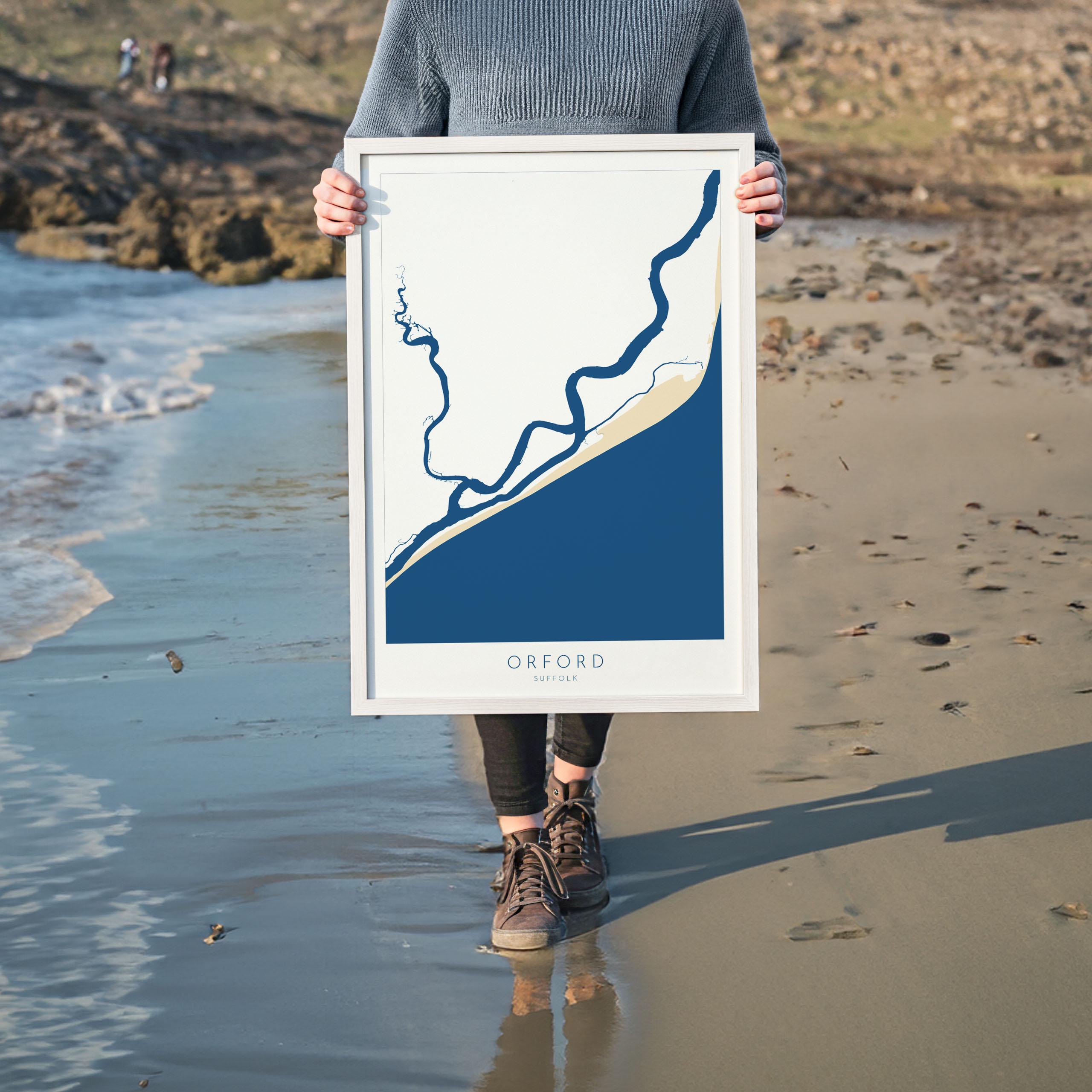 Orford Map Art - Suffolk Map, River Alde, Orford Suffolk Art, Suffolk Coast, Suffolk Travel Print