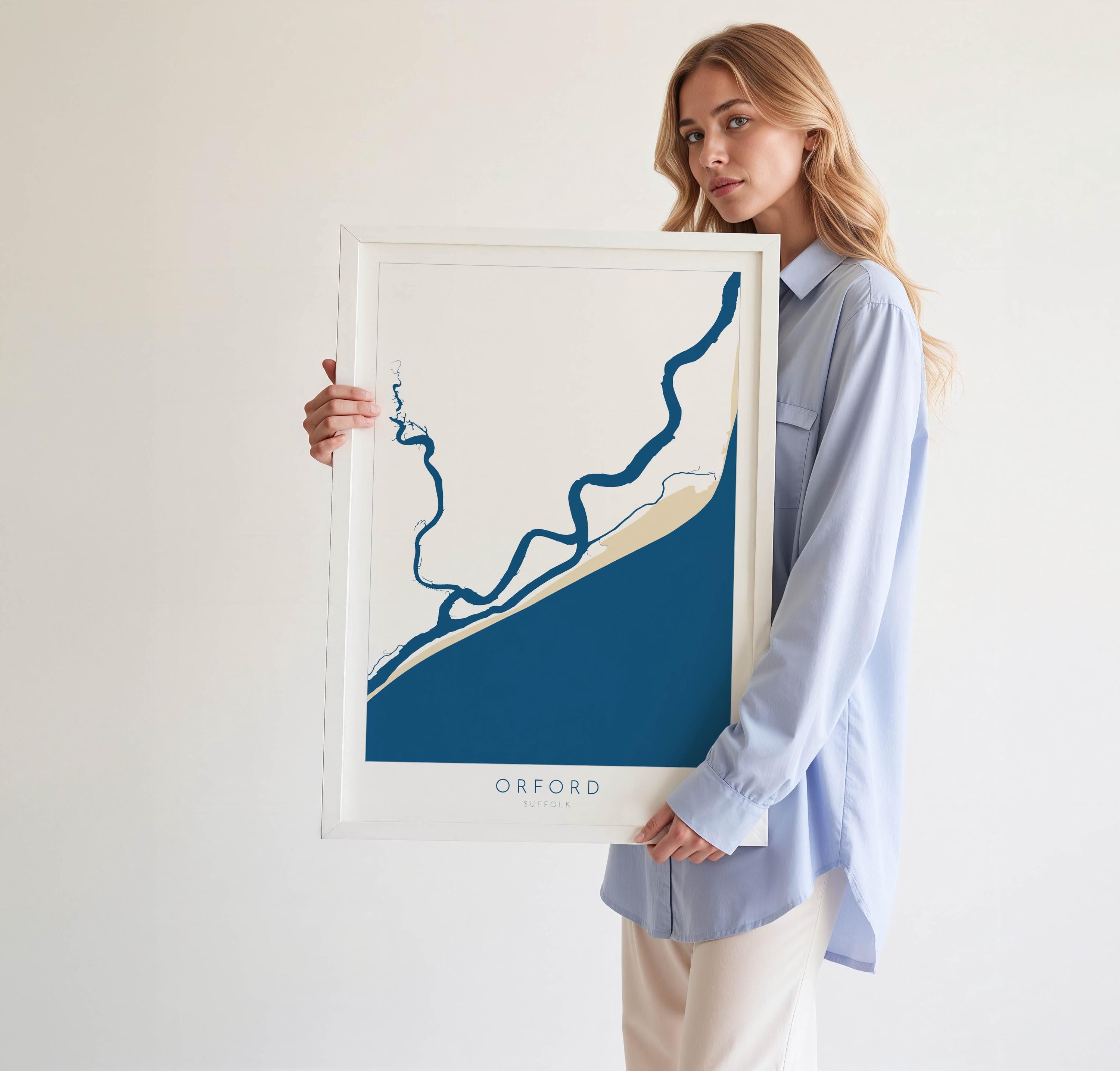 Orford Map Art - Suffolk Map, River Alde, Orford Suffolk Art, Suffolk Coast, Suffolk Travel Print