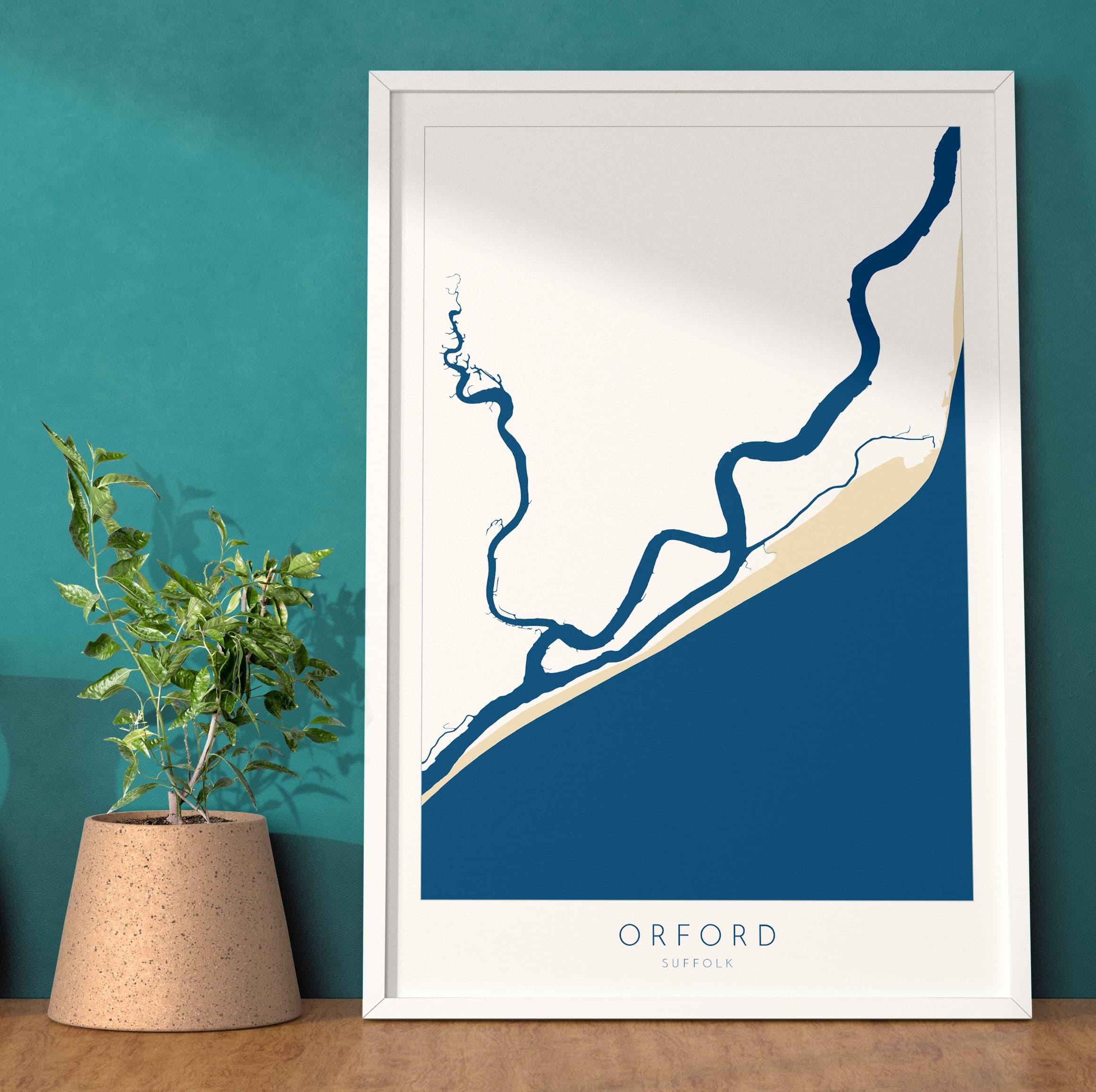 Orford Map Art - Suffolk Map, River Alde, Orford Suffolk Art, Suffolk Coast, Suffolk Travel Print