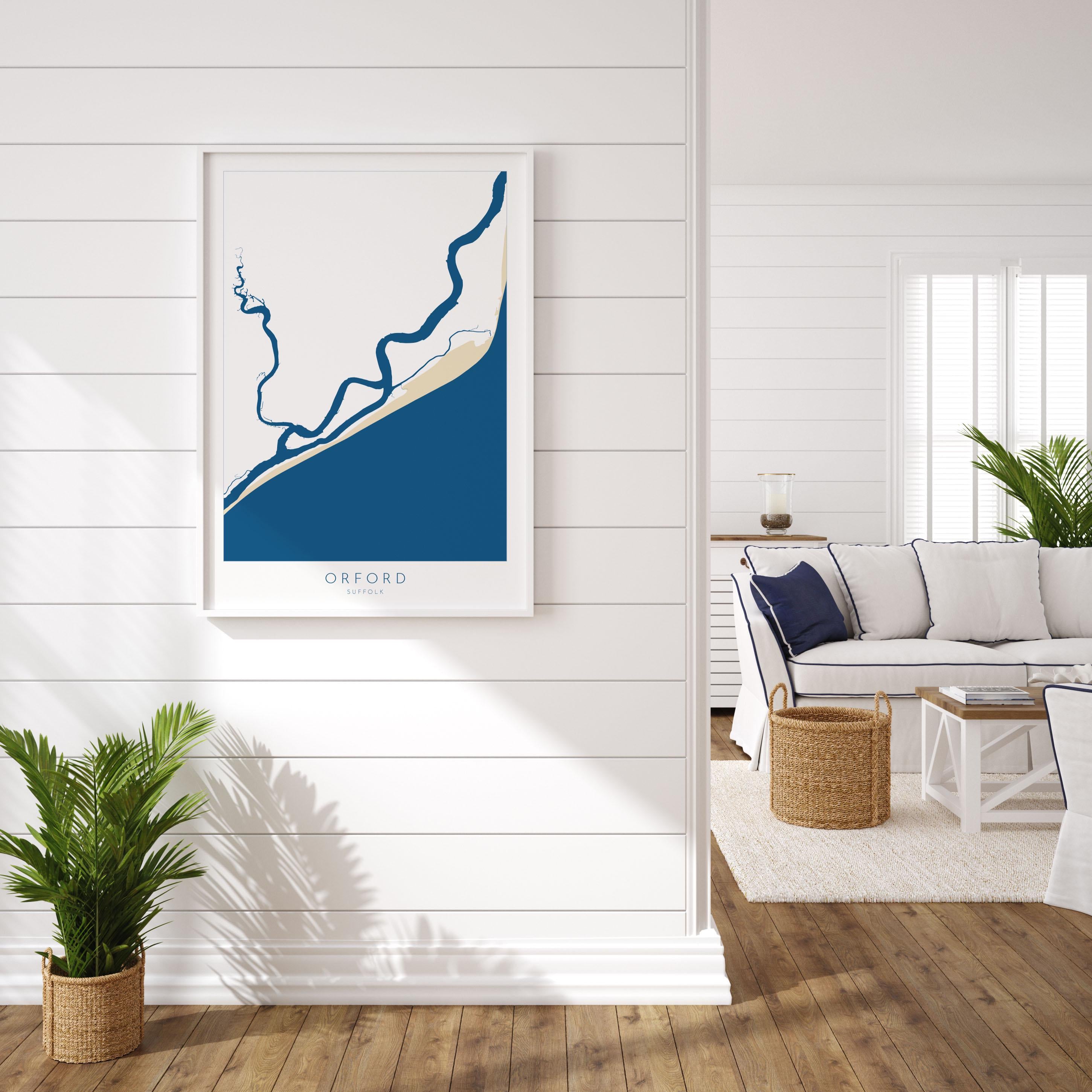 Orford Map Art - Suffolk Map, River Alde, Orford Suffolk Art, Suffolk Coast, Suffolk Travel Print