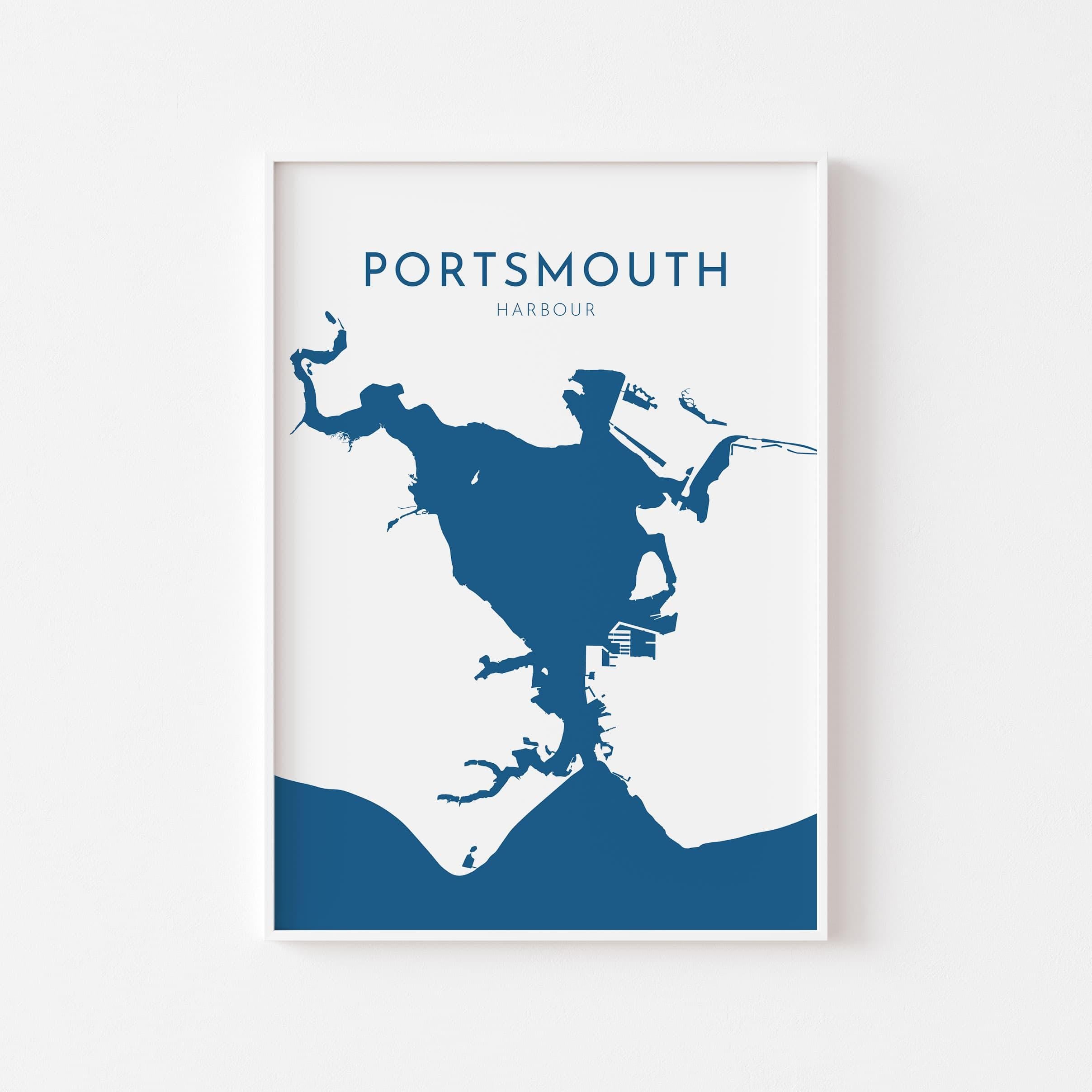 Portsmouth Map Art - Portsmouth Harbour Map Art, Portsmouth Docks UK Map Art, Portsmouth Travel Print, Hampshire Map, UK City Map Art