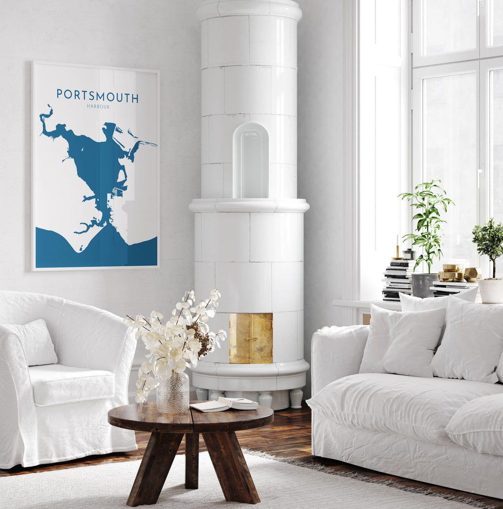 Portsmouth Map Art - Portsmouth Harbour Map Art, Portsmouth Docks UK Map Art, Portsmouth Travel Print, Hampshire Map, UK City Map Art