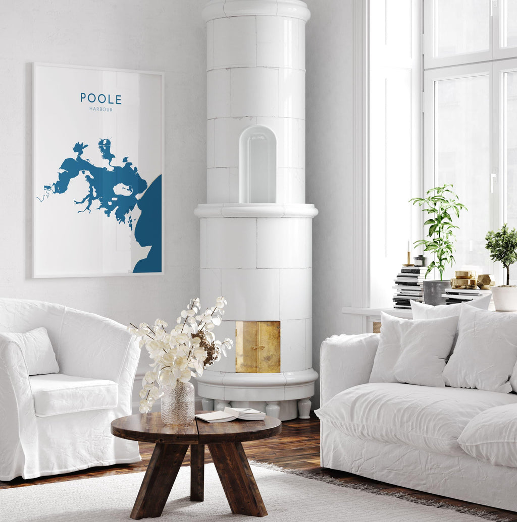 Poole Map Art - Poole Harbour Map Art, Poole Dorset Map, Poole UK, Poole Travel Print, Brownsea Island Map, Dorset Art Print