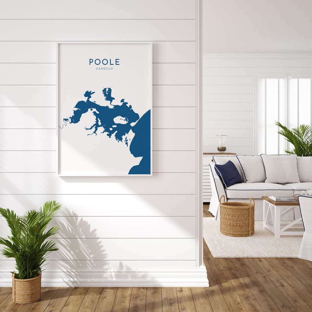Poole Map Art - Poole Harbour Map Art, Poole Dorset Map, Poole UK, Poole Travel Print, Brownsea Island Map, Dorset Art Print