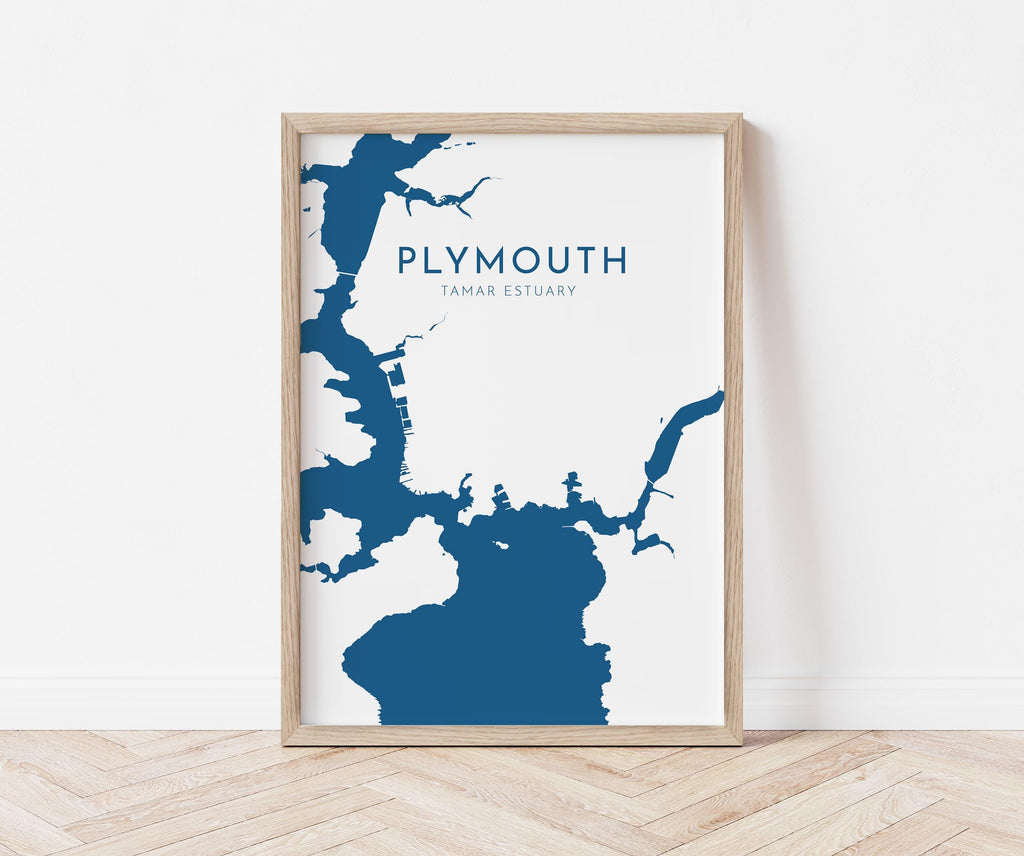 Plymouth Map Art - Devon Map Art, Plymouth UK Art, River Tamar Map, Devon Travel Print, Nautical Décor, City Map Art, UK Cities
