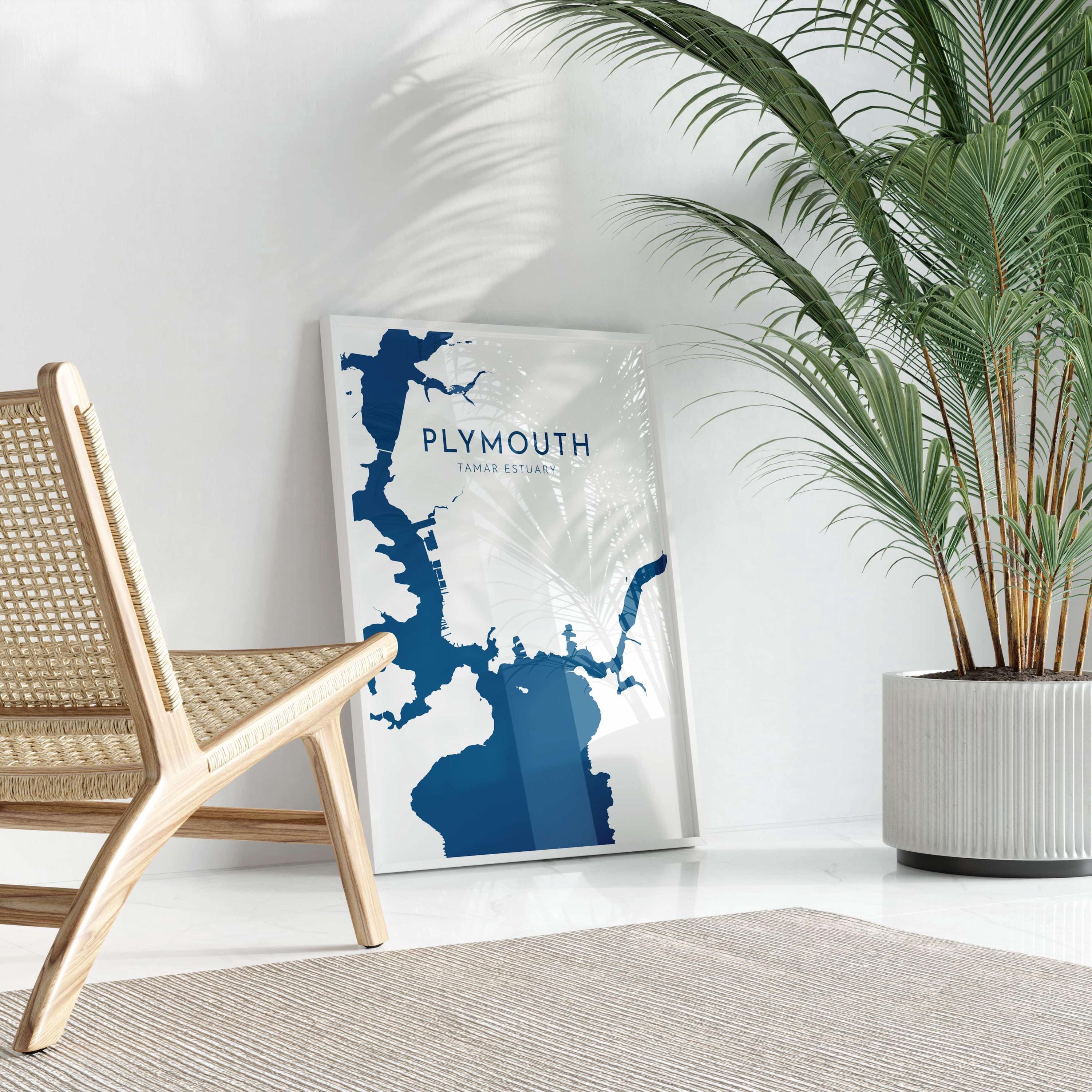 Plymouth Map Art - Devon Map Art, Plymouth UK Art, River Tamar Map, Devon Travel Print, Nautical Décor, City Map Art, UK Cities