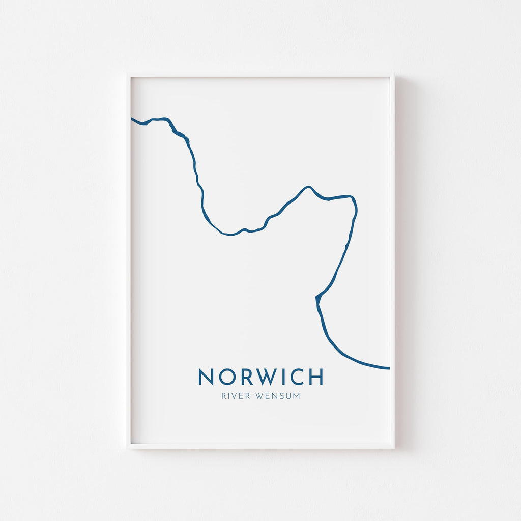 Norwich Map Art - Norfolk Map Art, Norwich UK Art, River Wensum Map, Norfolk Travel Print, Nautical Décor, City Map Art, UK Cities