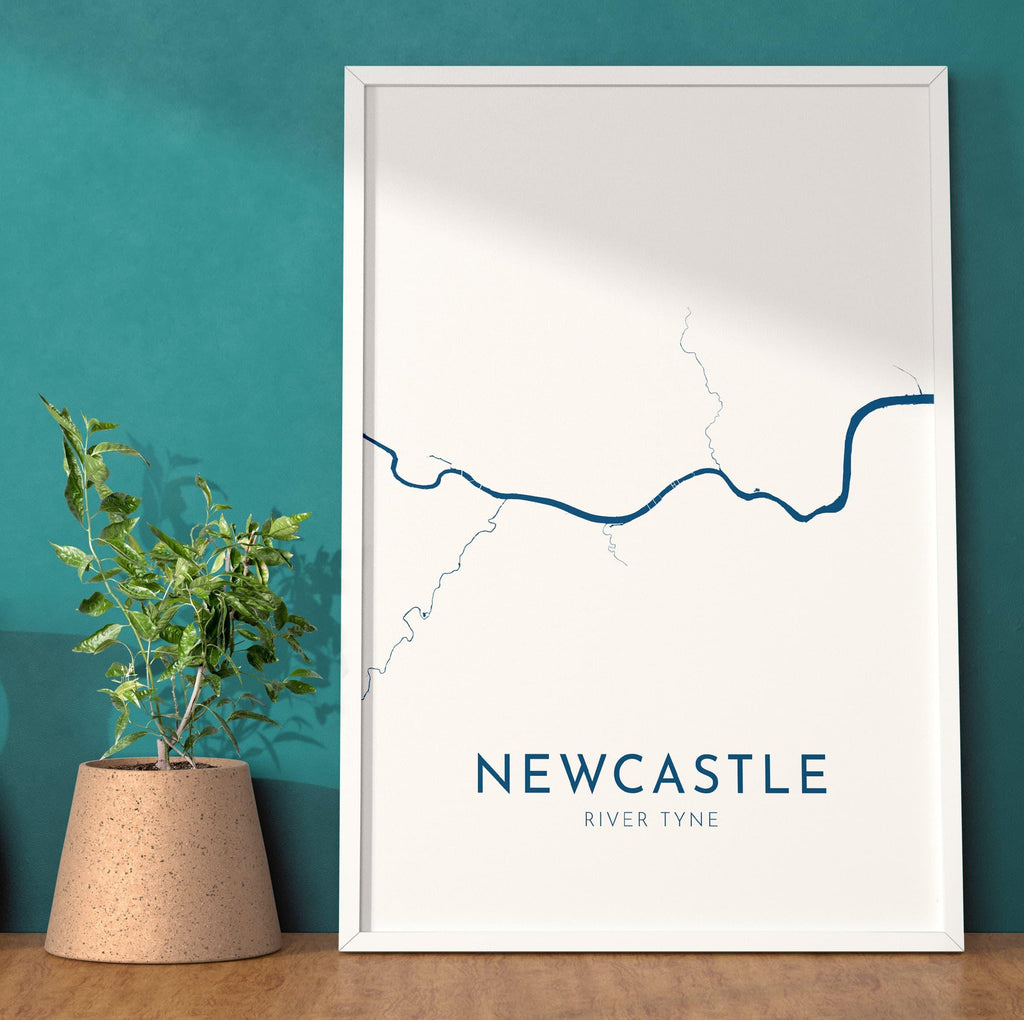 Newcastle Map Art - Newcastle upon Tyne Map Art, Newcastle UK Map Art, River Tyne Map, Newcastle Travel Print
