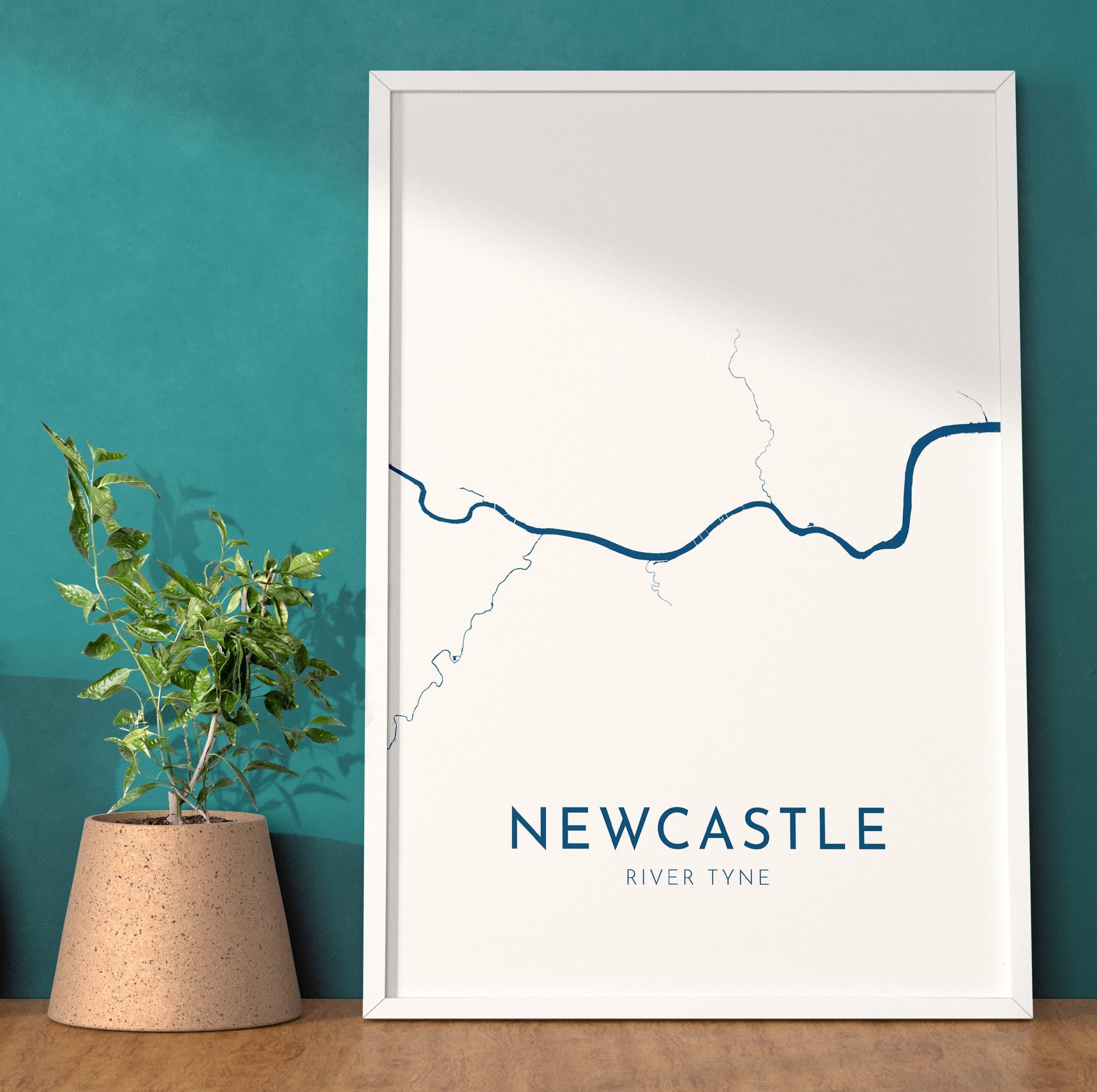 Newcastle Map Art - Newcastle upon Tyne Map Art, Newcastle UK Map Art, River Tyne Map, Newcastle Travel Print