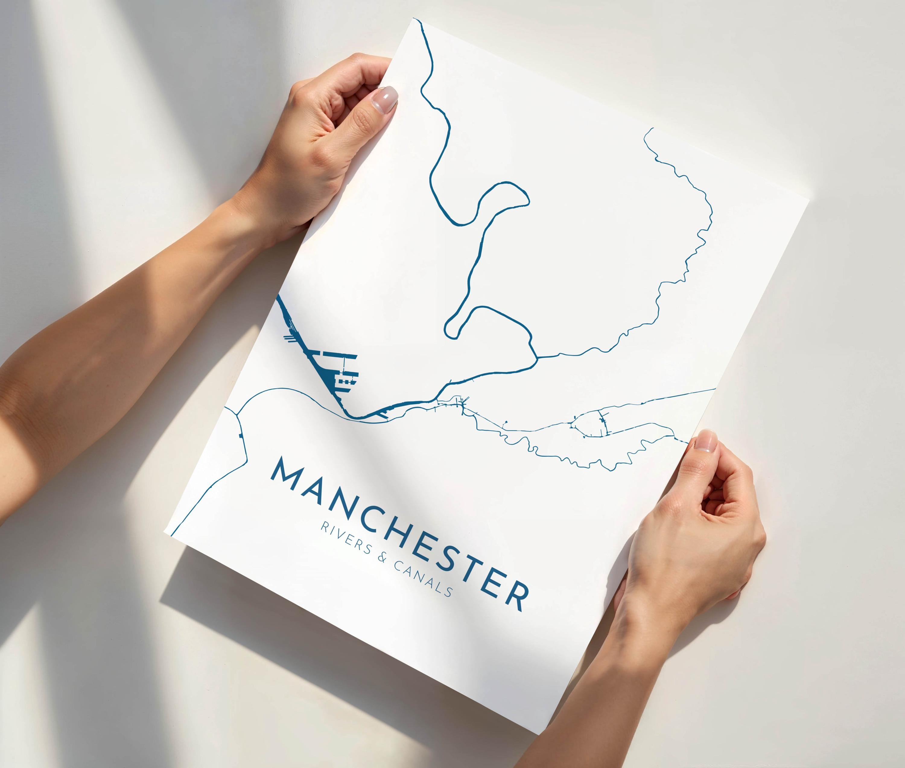 Manchester Map Art - Manchester Art UK, Manchester Travel Print, Nautical Décor, City Map Art, UK Cities