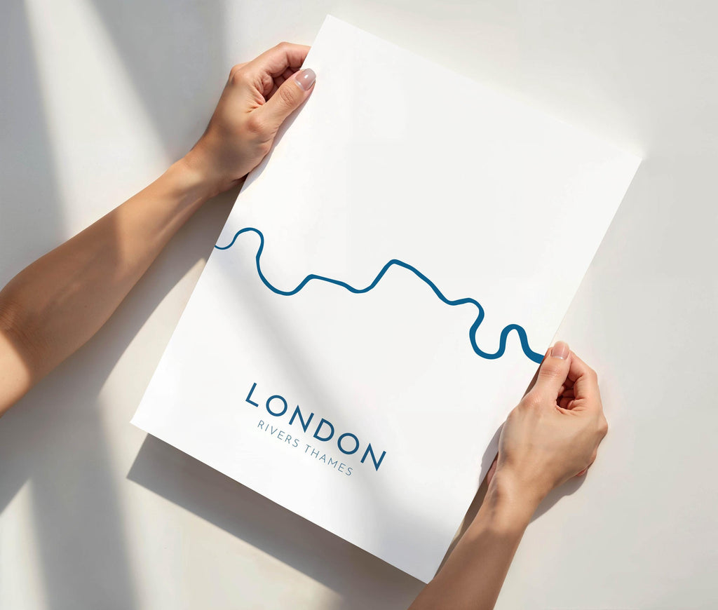 London Map Art - River Thames Map, London Art, London Travel Print, Nautical Décor, City Map Art, UK Cities