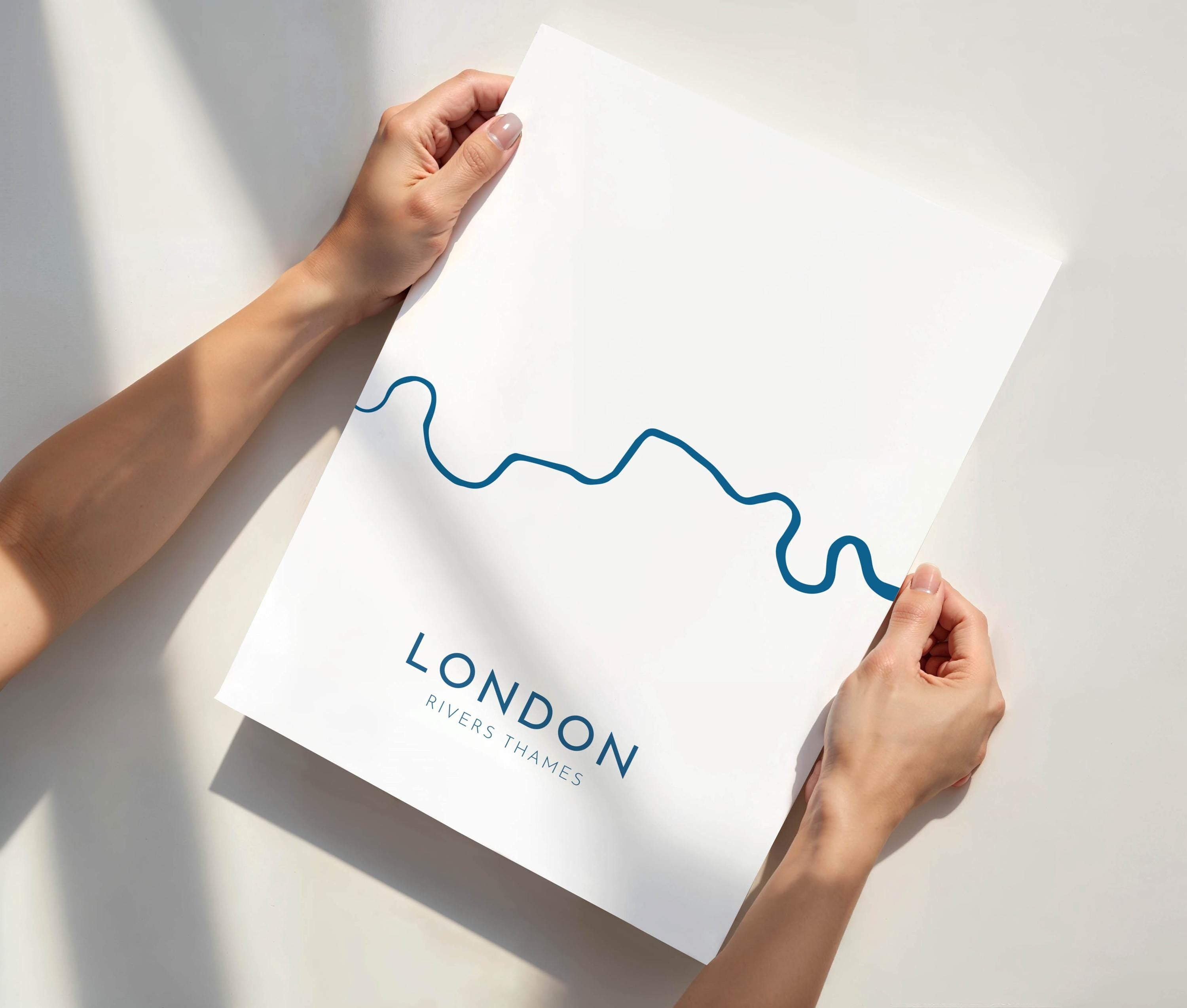 London Map Art - River Thames Map, London Art, London Travel Print, Nautical Décor, City Map Art, UK Cities