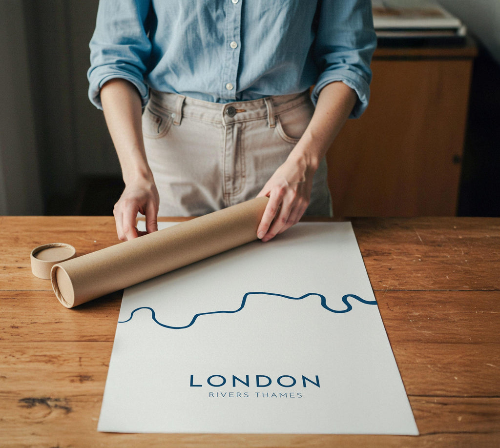 London Map Art - River Thames Map, London Art, London Travel Print, Nautical Décor, City Map Art, UK Cities