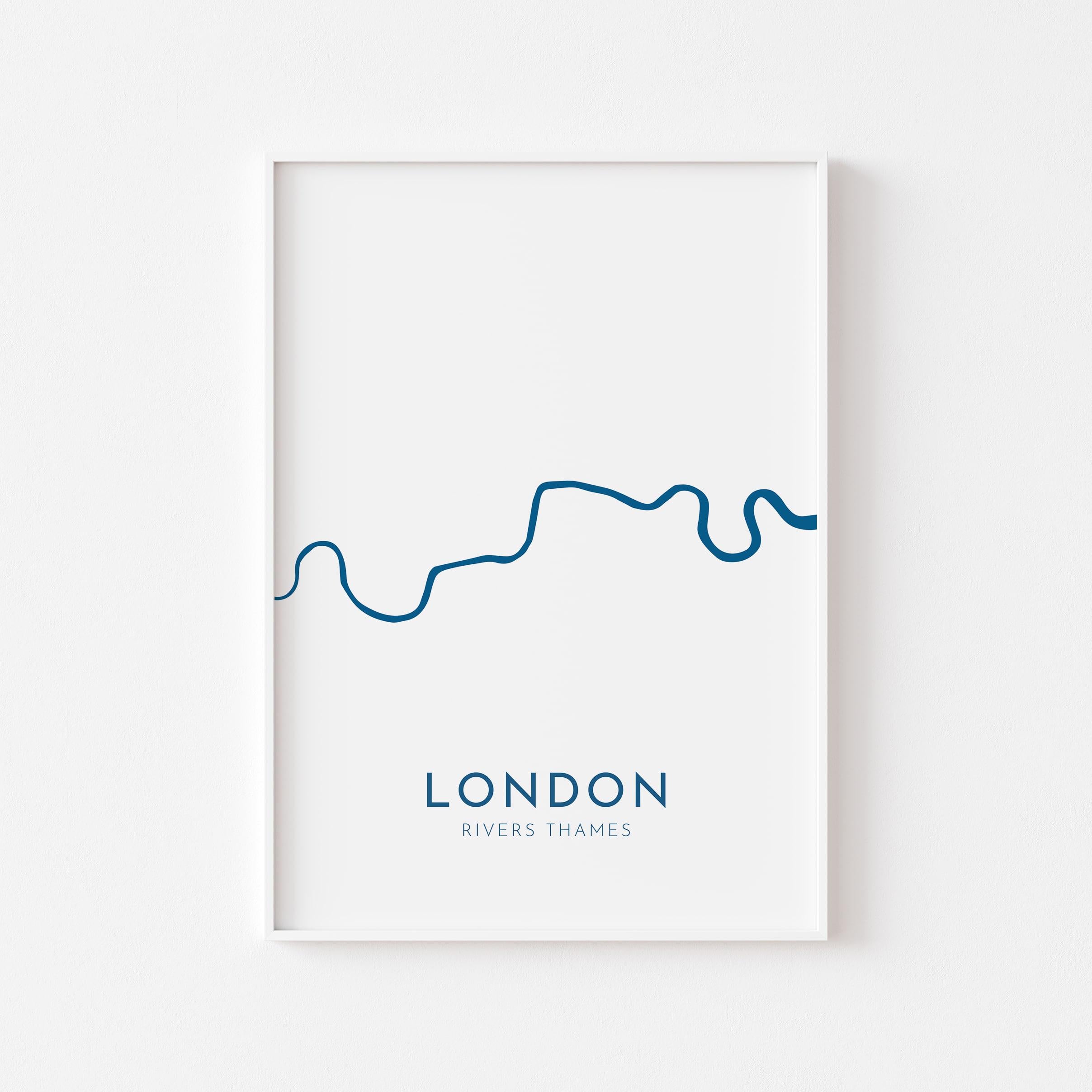 London Map Art - River Thames Map, London Art, London Travel Print, Nautical Décor, City Map Art, UK Cities