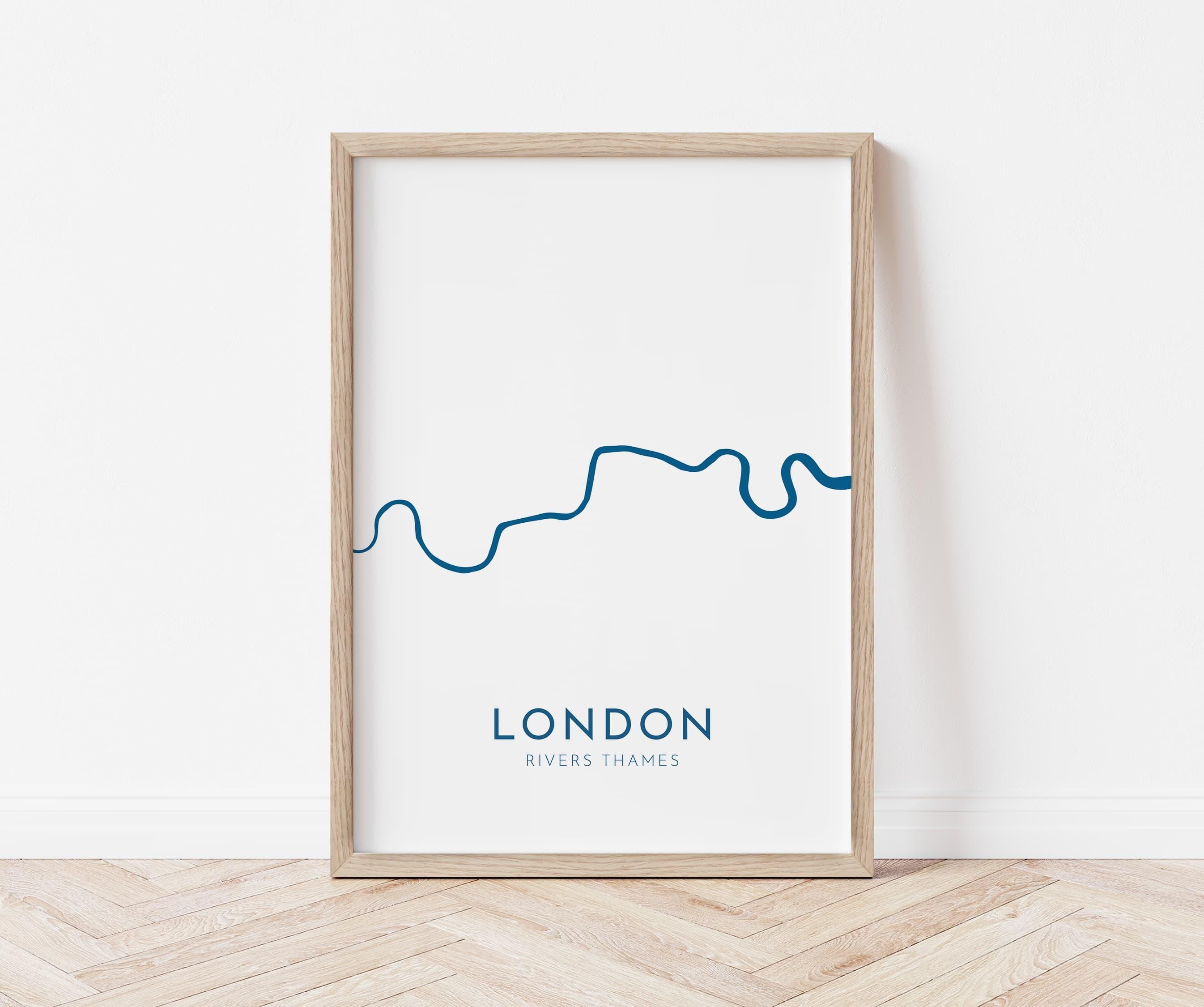 London Map Art - River Thames Map, London Art, London Travel Print, Nautical Décor, City Map Art, UK Cities
