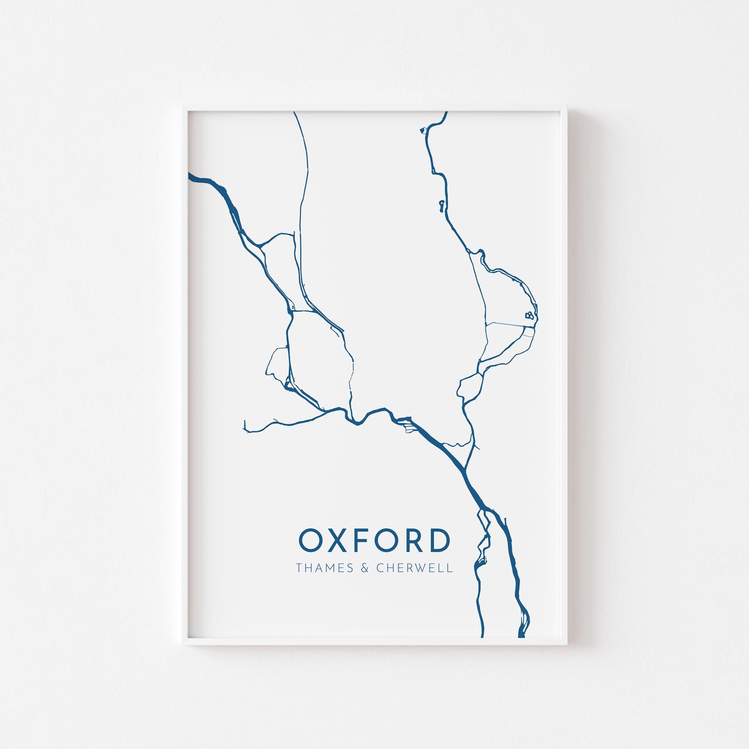 Oxford Map Art - Oxford UK Art Print, Oxford UK Map, Oxford Travel Print, Oxford Poster, A4, A3, A2, A1 Art Print, UK City Map