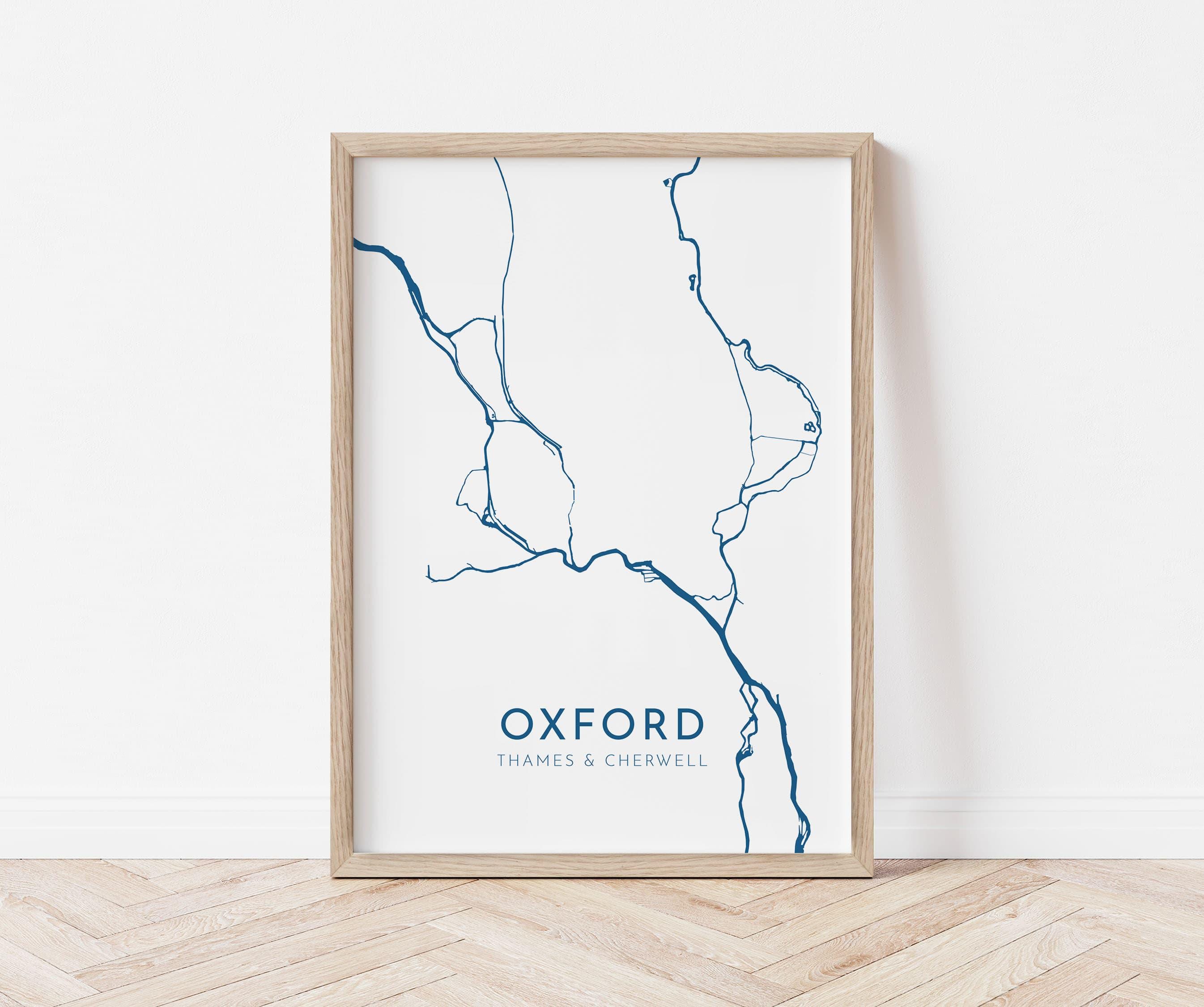 Oxford Map Art - Oxford UK Art Print, Oxford UK Map, Oxford Travel Print, Oxford Poster, A4, A3, A2, A1 Art Print, UK City Map