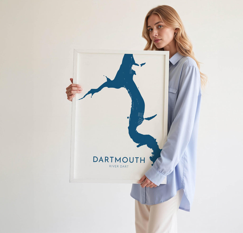 Dartmouth Map Print - River Dart Map, Devon Art, Dartmouth Travel Print, Devon Poster, Dartmouth Devon Print, UK