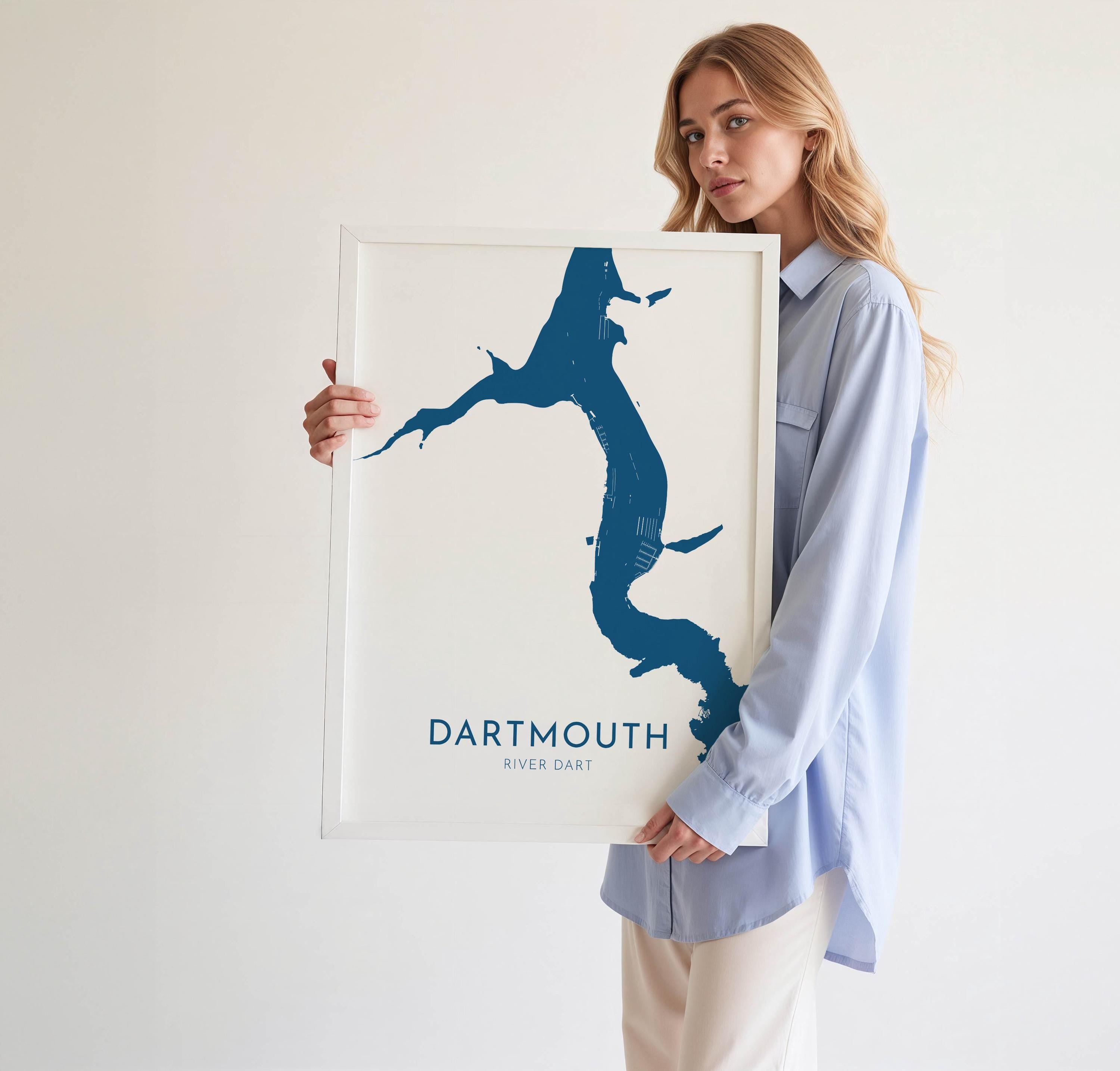 Dartmouth Map Print - River Dart Map, Devon Art, Dartmouth Travel Print, Devon Poster, Dartmouth Devon Print, UK