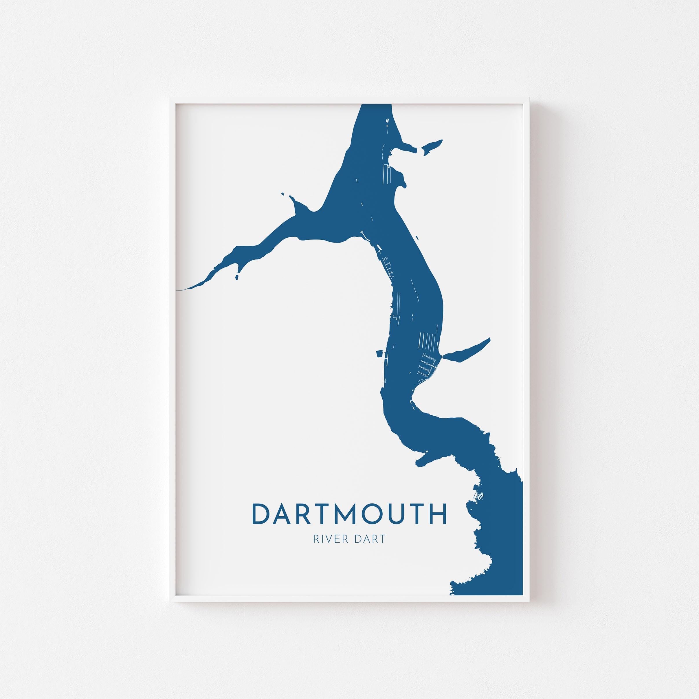 Dartmouth Map Print - River Dart Map, Devon Art, Dartmouth Travel Print, Devon Poster, Dartmouth Devon Print, UK