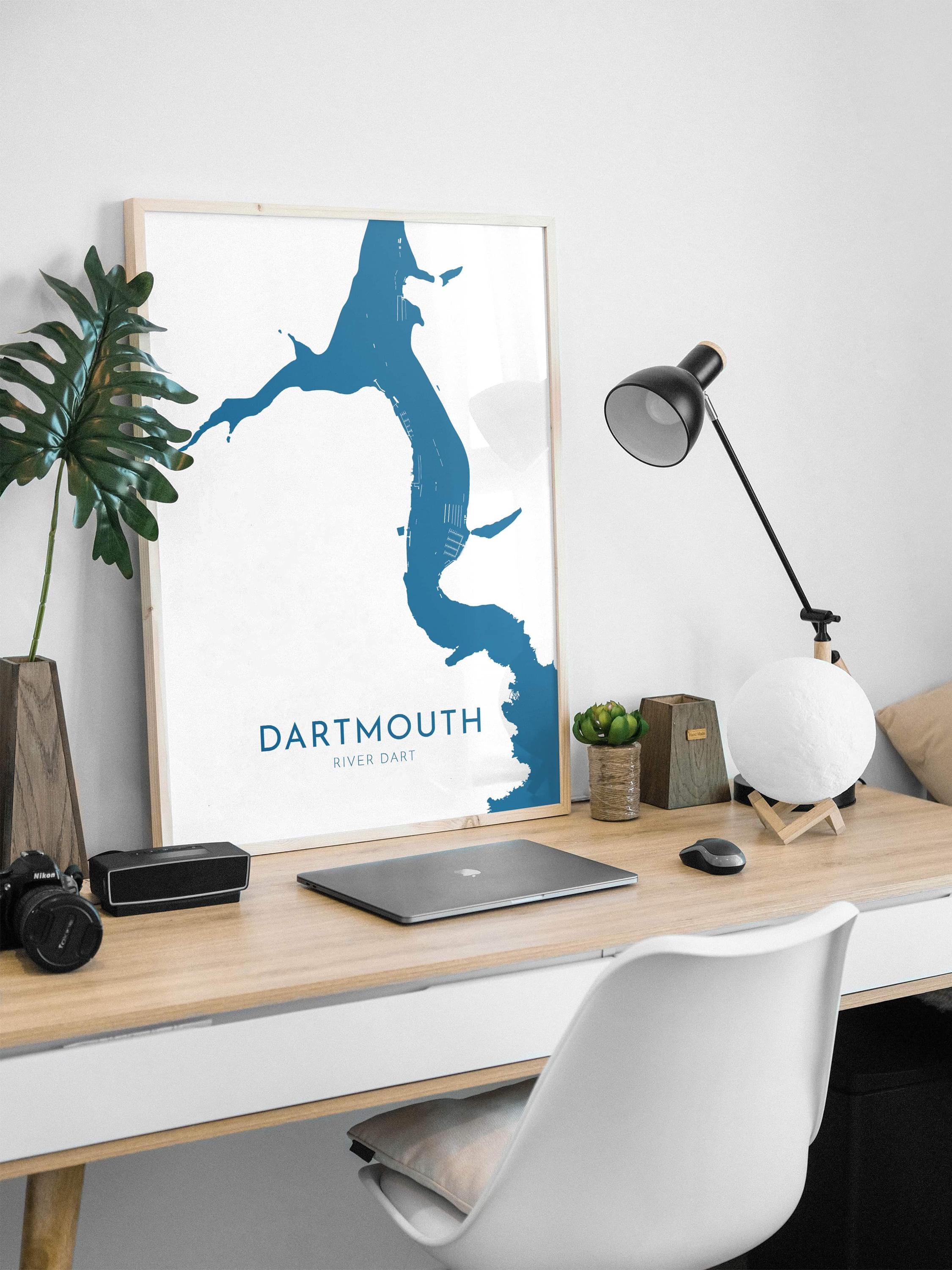 Dartmouth Map Print - River Dart Map, Devon Art, Dartmouth Travel Print, Devon Poster, Dartmouth Devon Print, UK