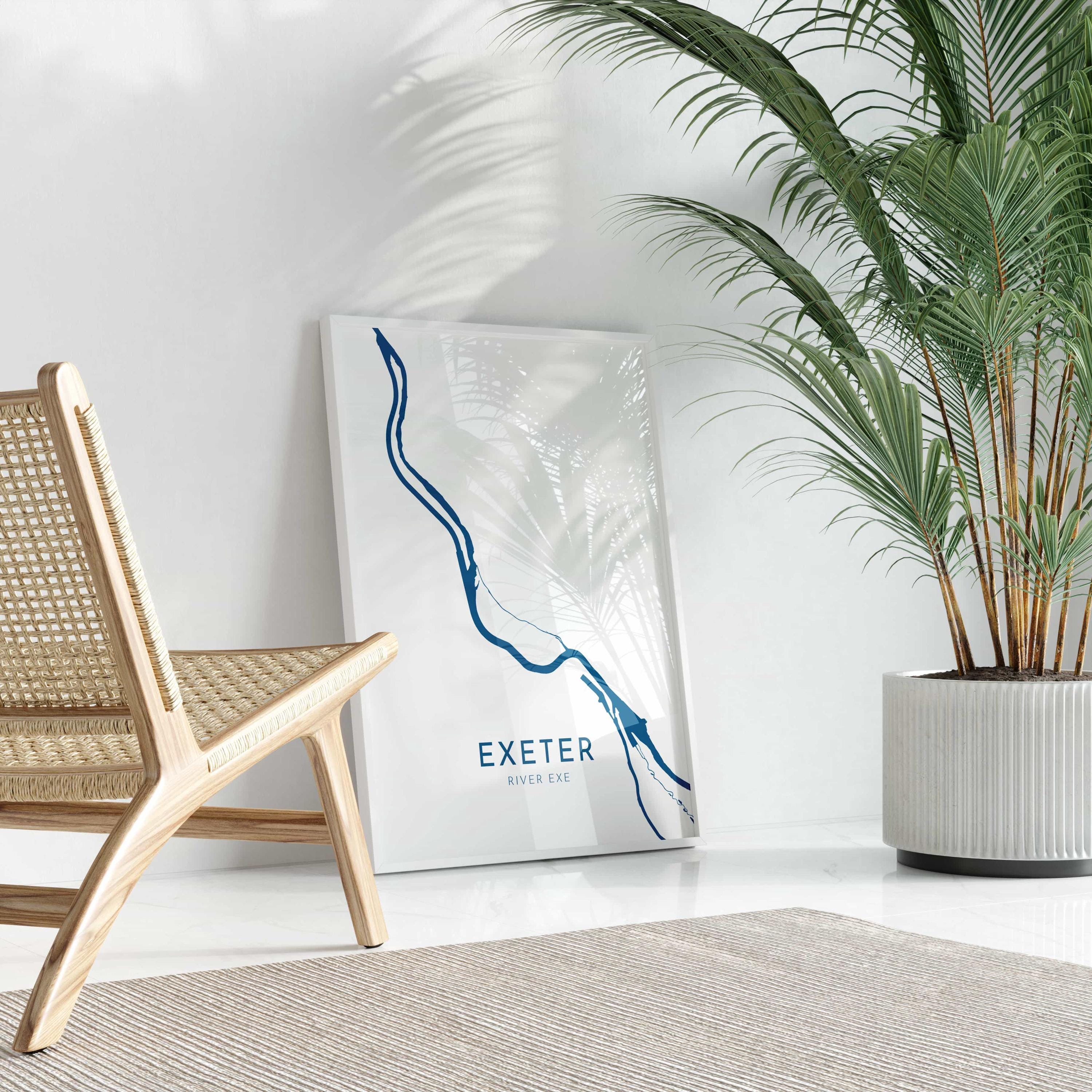 Exeter Map Art - River Exe Map, Devon Art, Exeter Travel Print, Nautical Décor, City Map Art, UK Cities